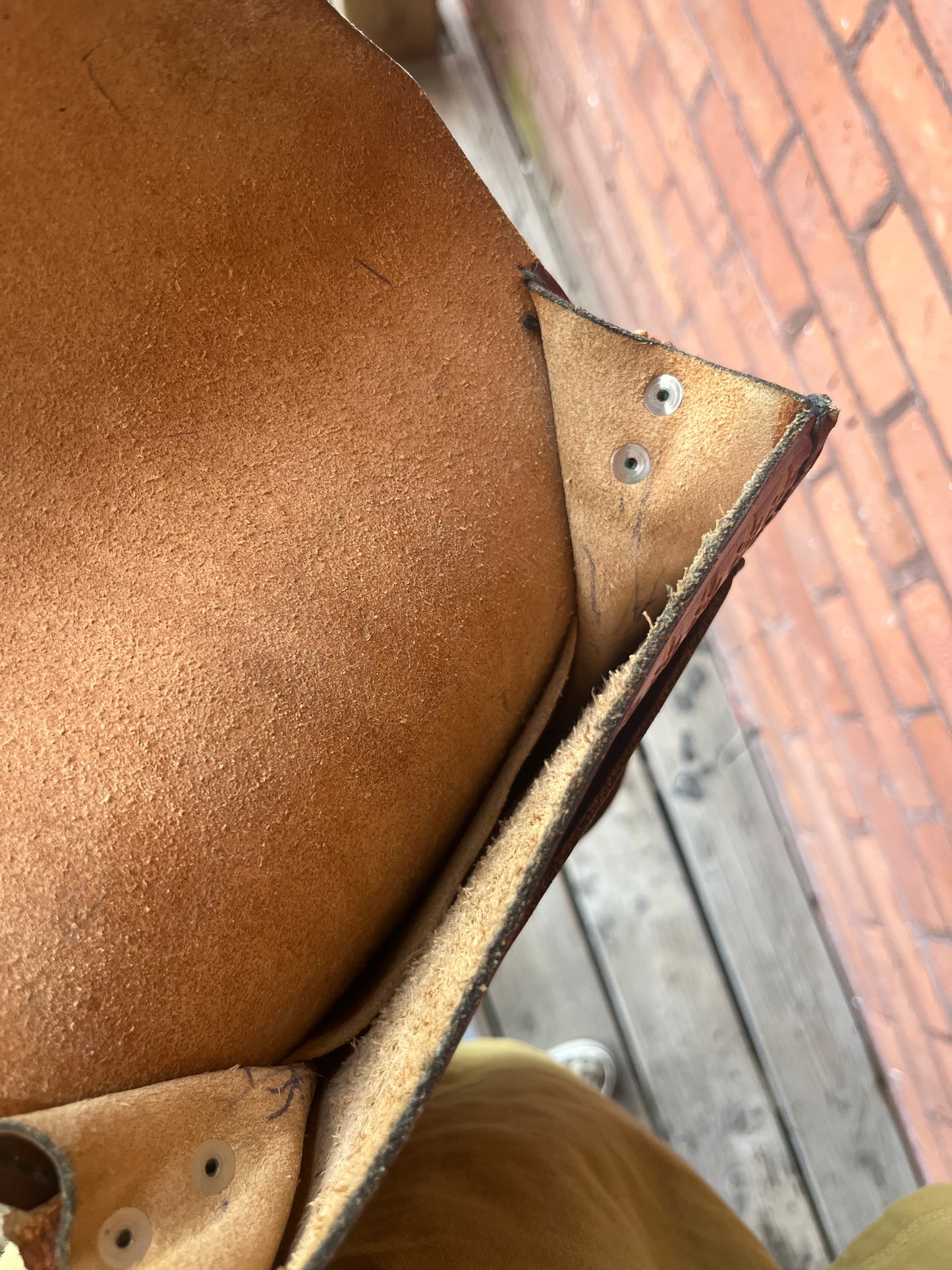 70’s Vintage Tooled Brown Leather Satchel Purse