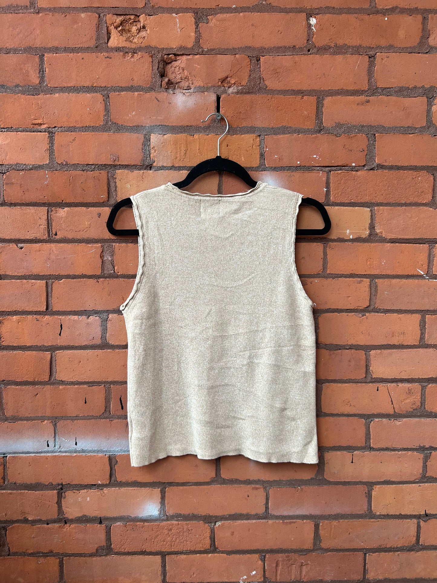 90’s Vintage Beige Knit Tank Top / Size M