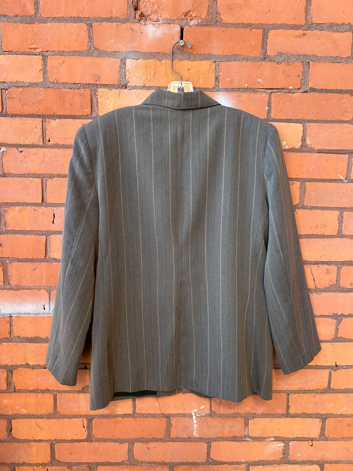 90’s Vintage Brown Striped Boxy Blazer / Size L
