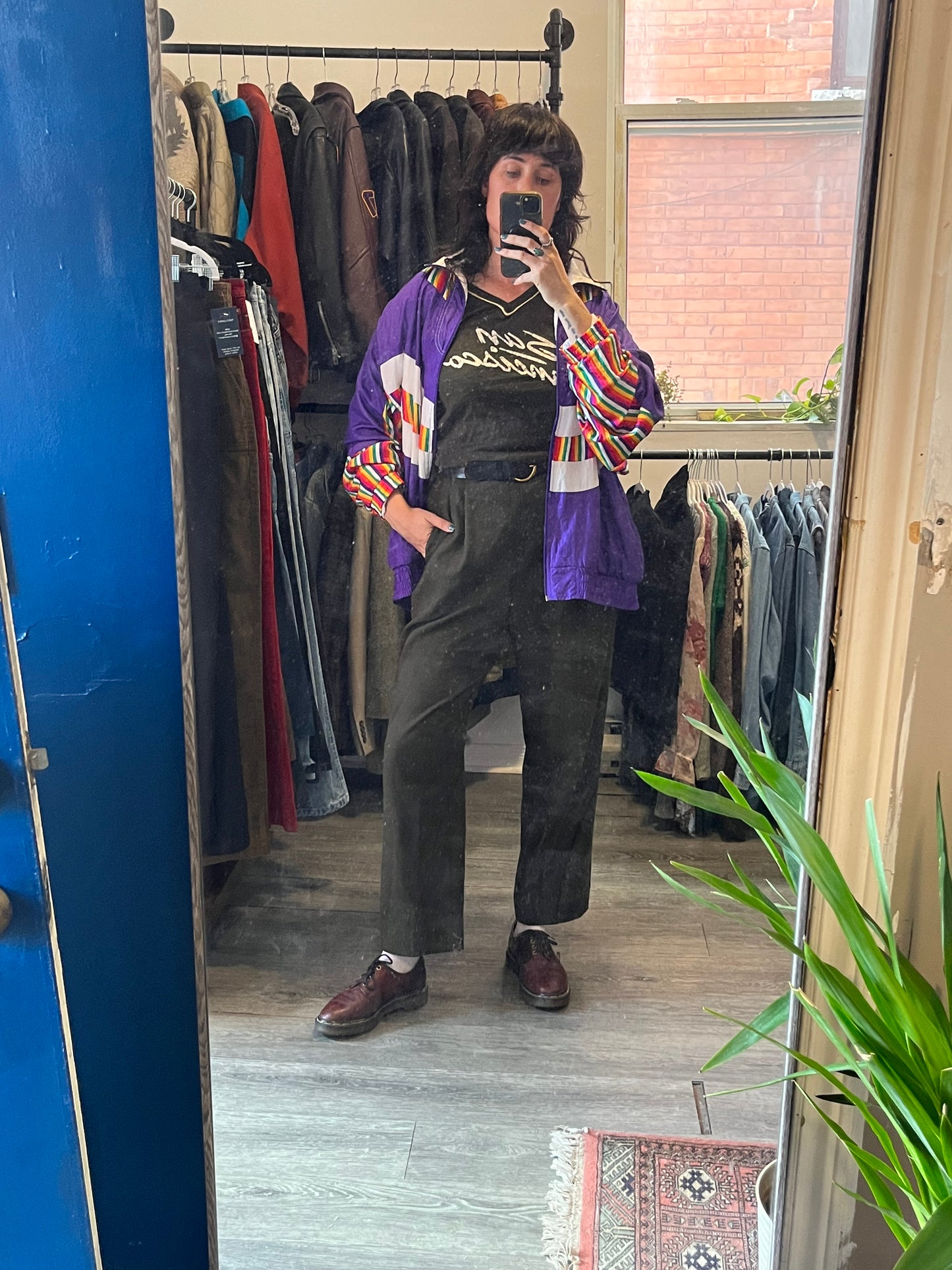 90’s Vintage Rainbow & Purple Windbreaker Jacket / Size L
