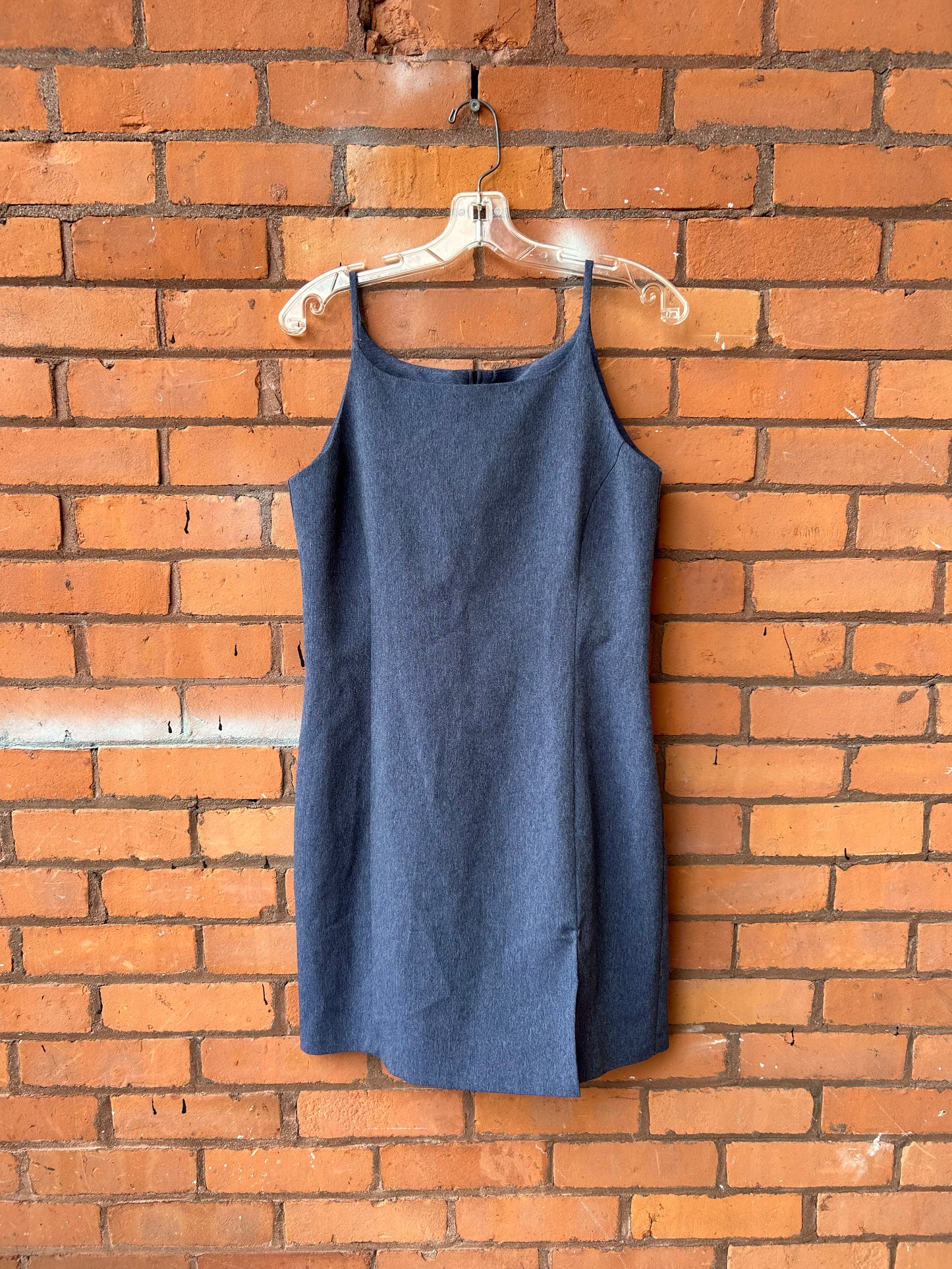 90’s Vintage Blue High Neck Mini Dress / Size 8-10