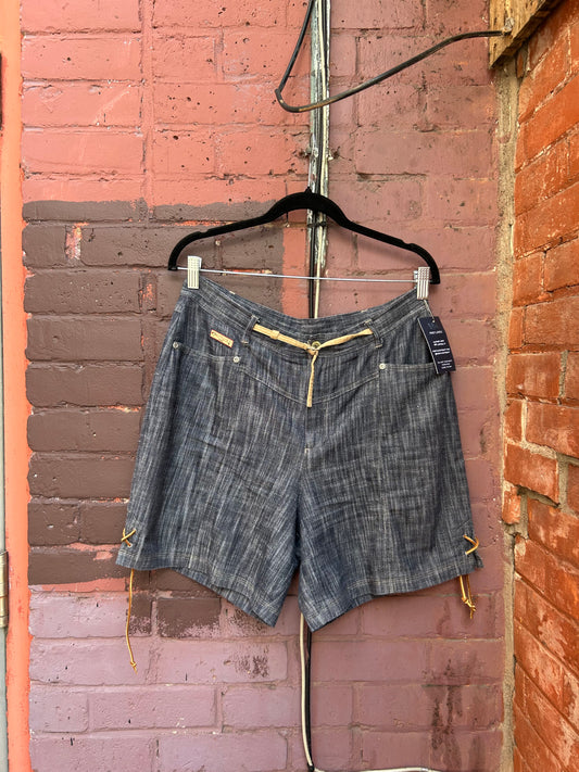 Y2K Vintage Blue & Suede Tie Shorts / 32 Waist