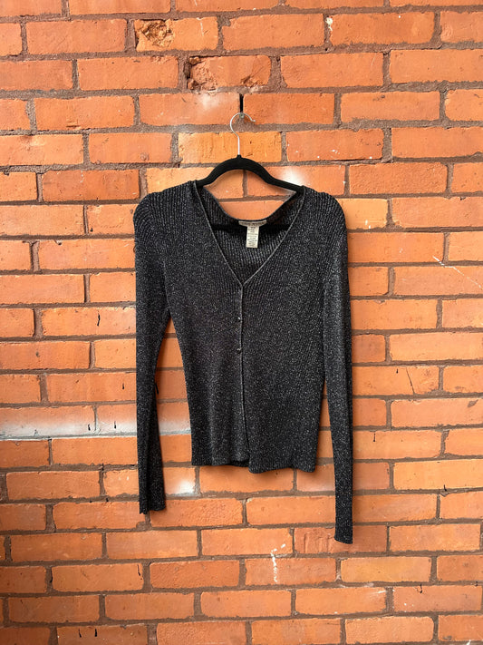 90’s Vintage Black Sparkly Cardigan / Size M