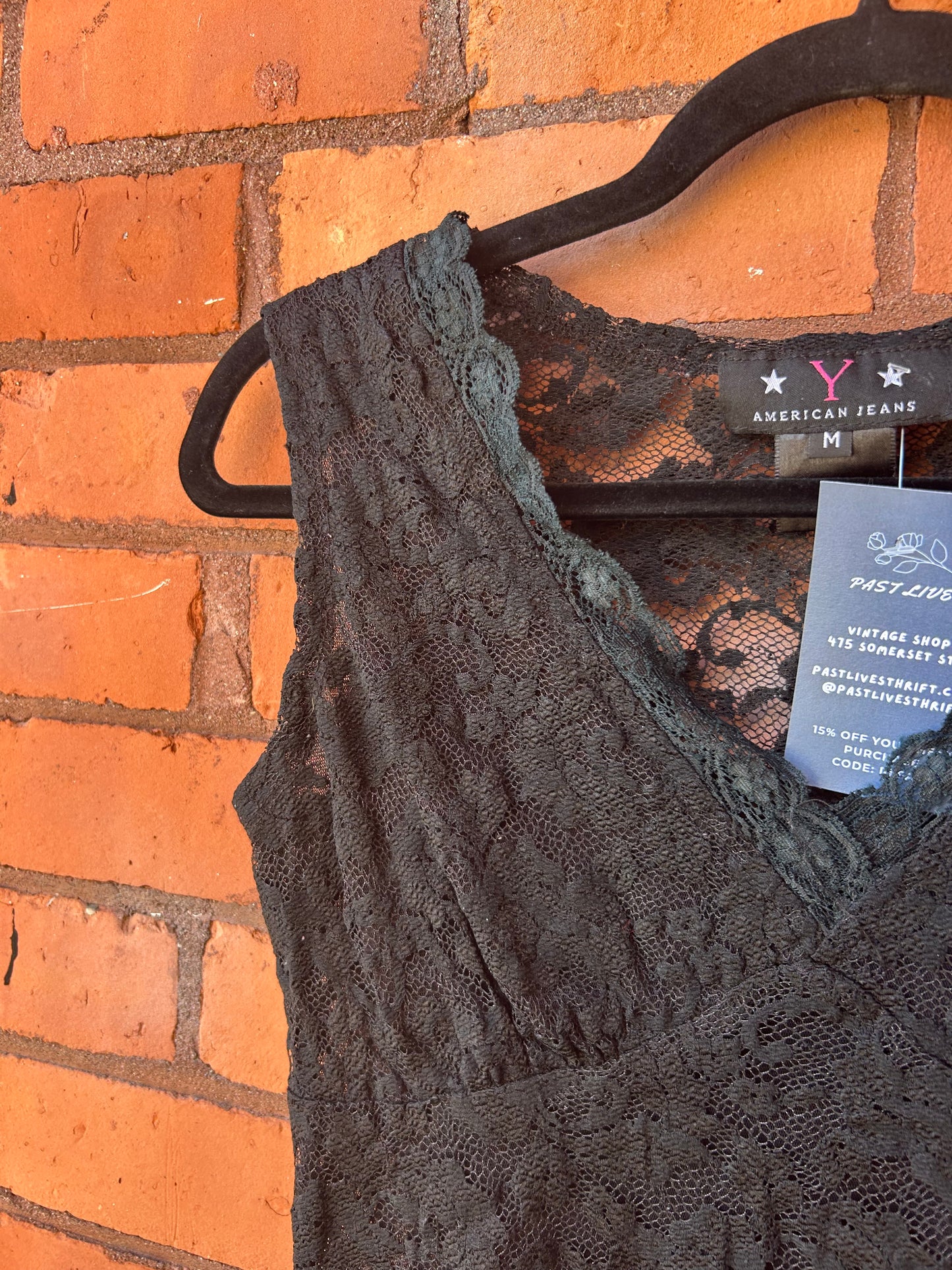 90’s Vintage Black Sheer Lace Tank Top / Size M