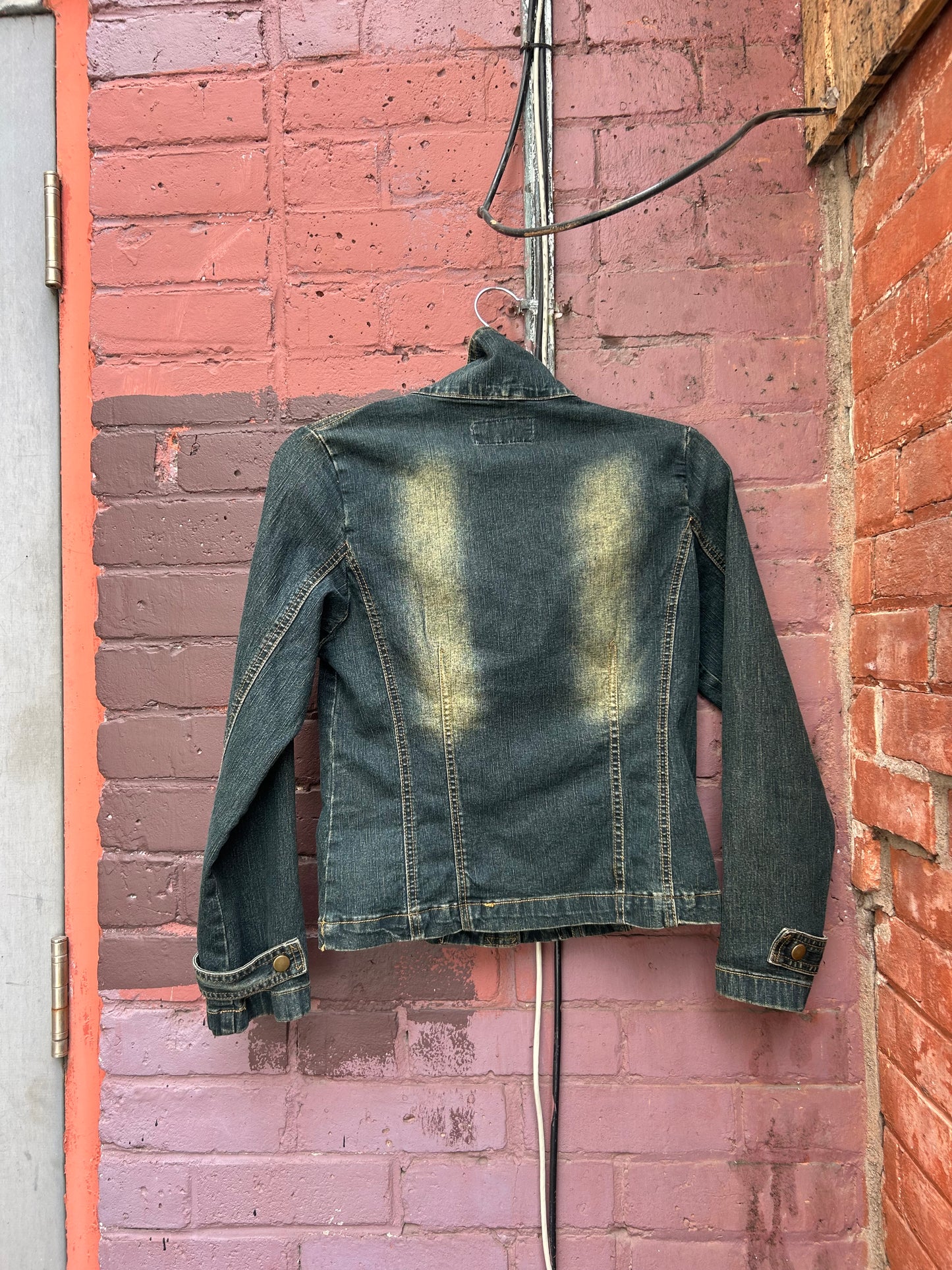 Y2K Vintage Funnel Neck Denim Jacket / Size XS-S