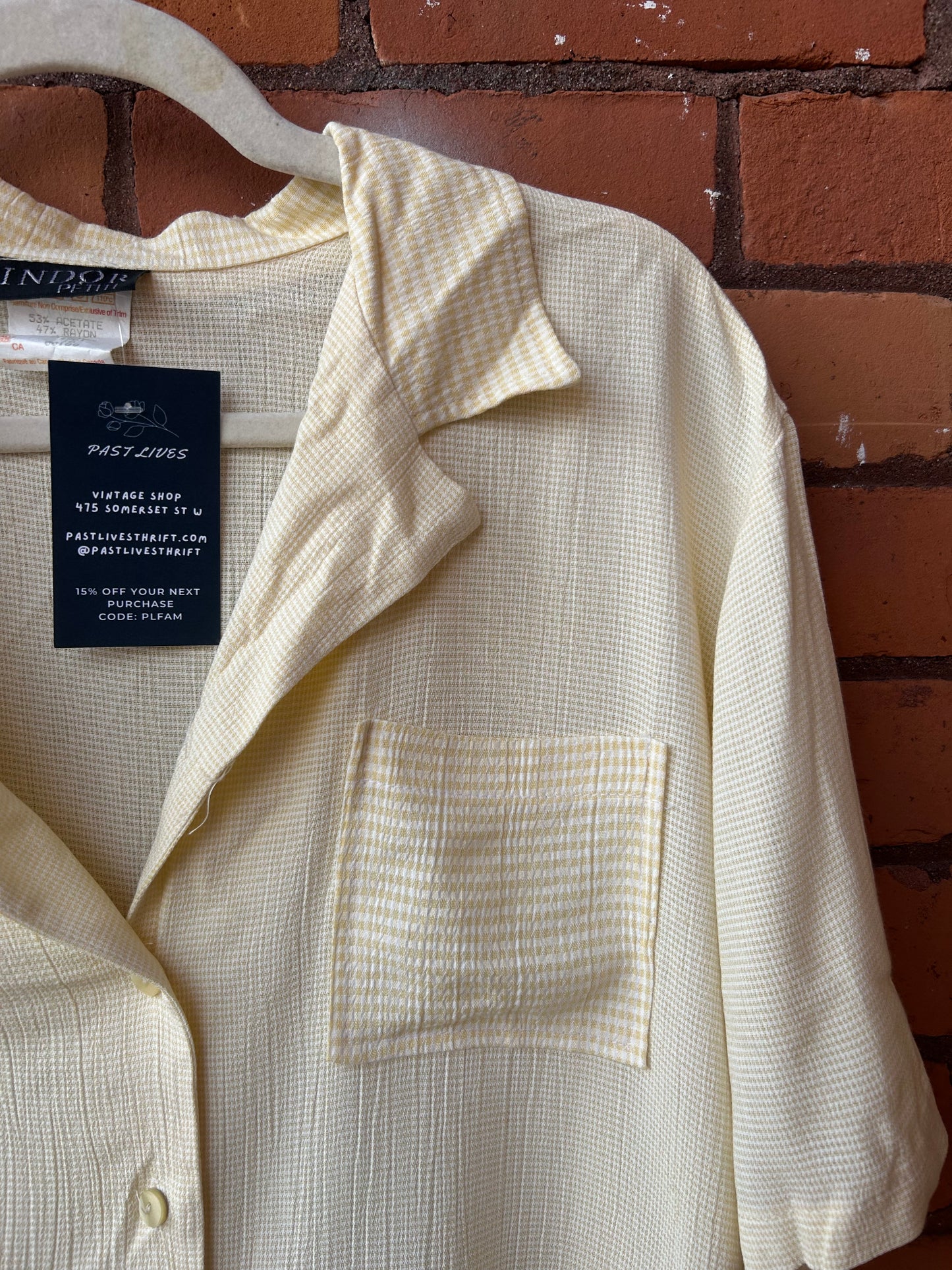 90’s Vintage Butter Yellow Short Sleeve Blouse / Size XXL