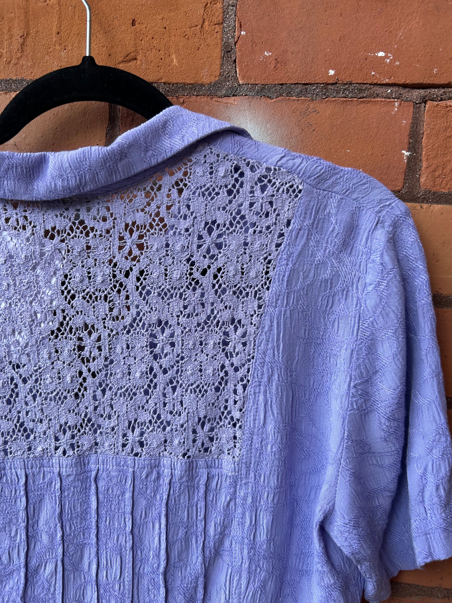 Y2K Vintage Purple Cropped Crotchet Button Down Top / Size M