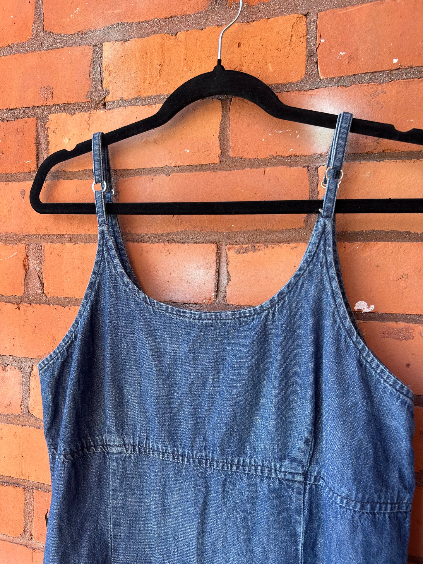 90’s Vintage Denim Maxi Dress / Size 10