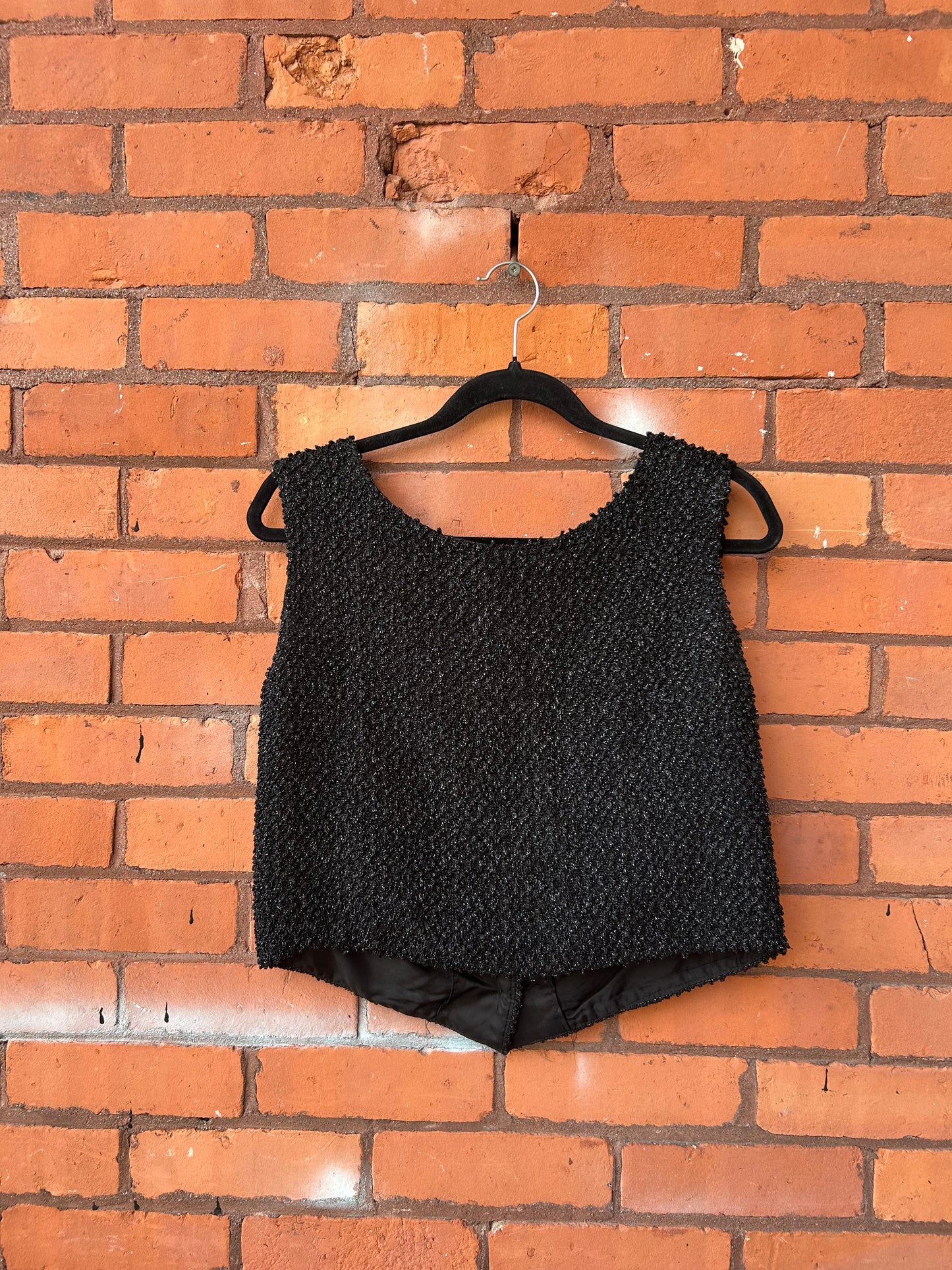 90’s Vintage Sparkly Black Textured Vest Top / Size S