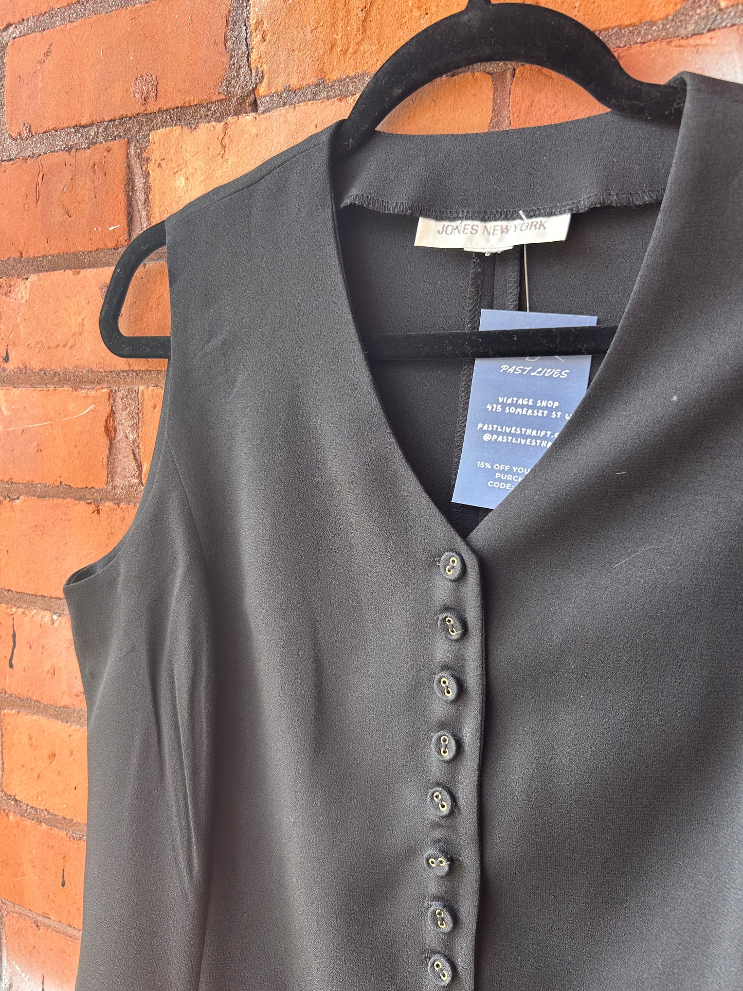 90’s Vintage Black Button Down Vest / Size XL