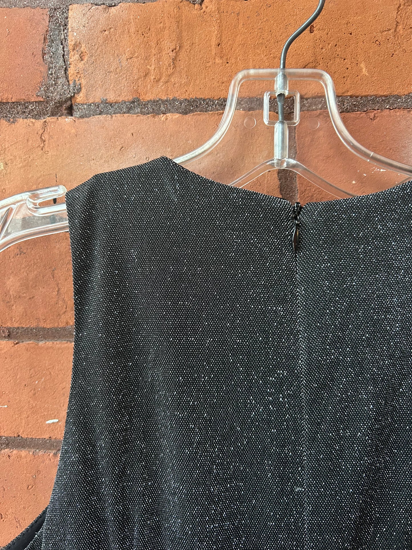 90’s Vintage Silver Sparkly Keyhole Mini Dress / Size 8-10