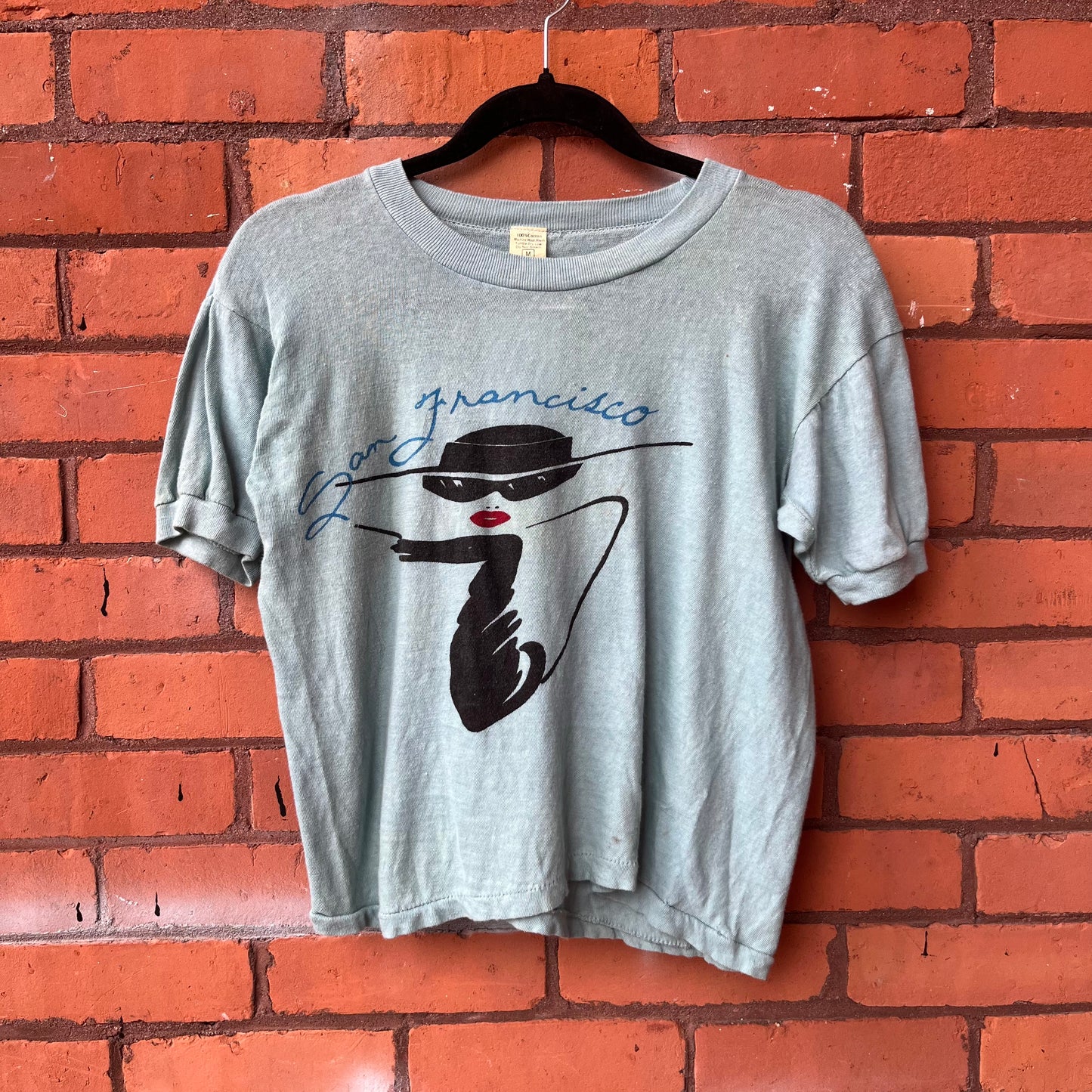 70’s Vintage Blue San Francisco Ringer Baby Tee / Size S-M