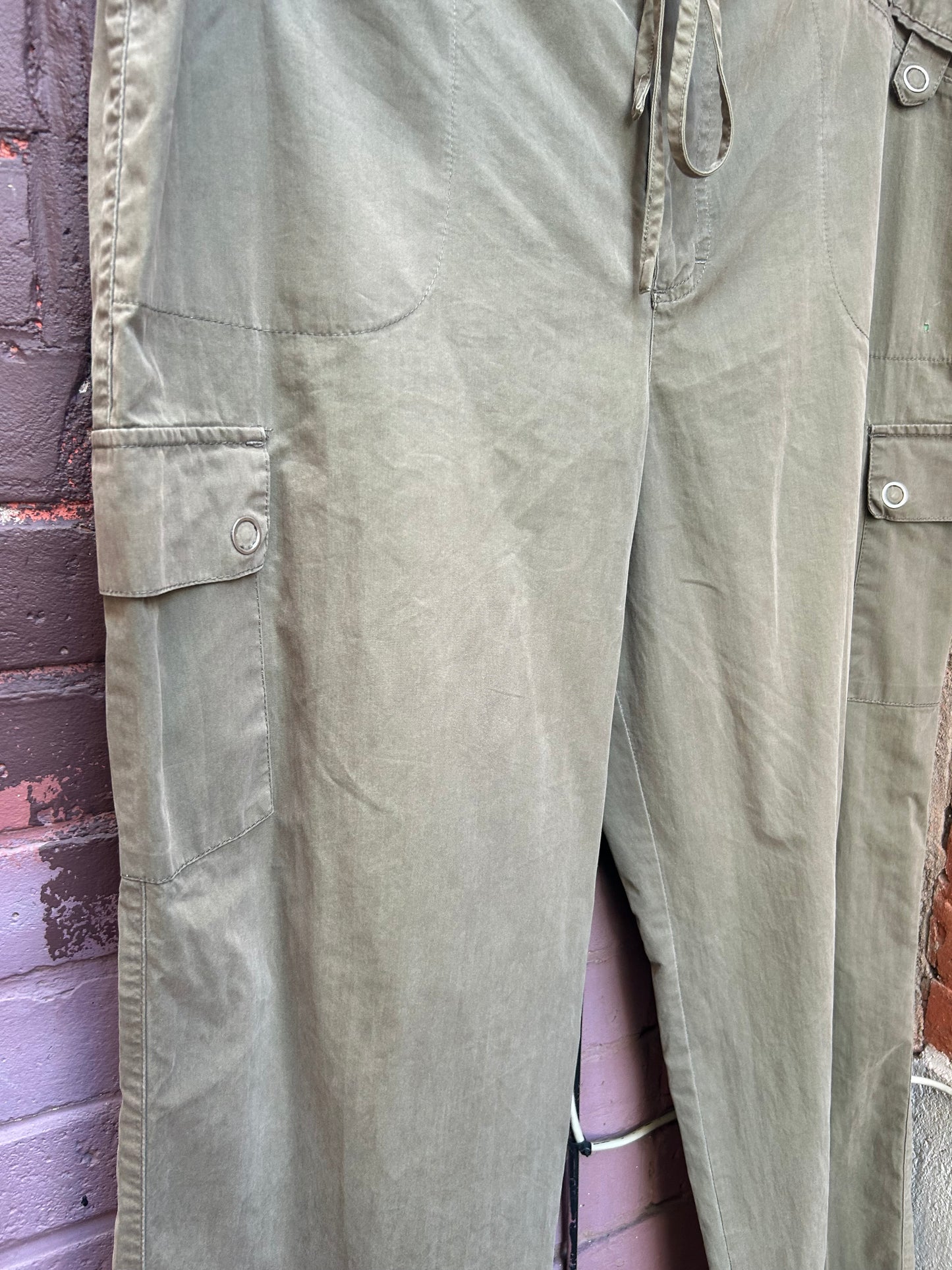 Y2K Vintage Green Cotton Cargo Pants / 38 Waist