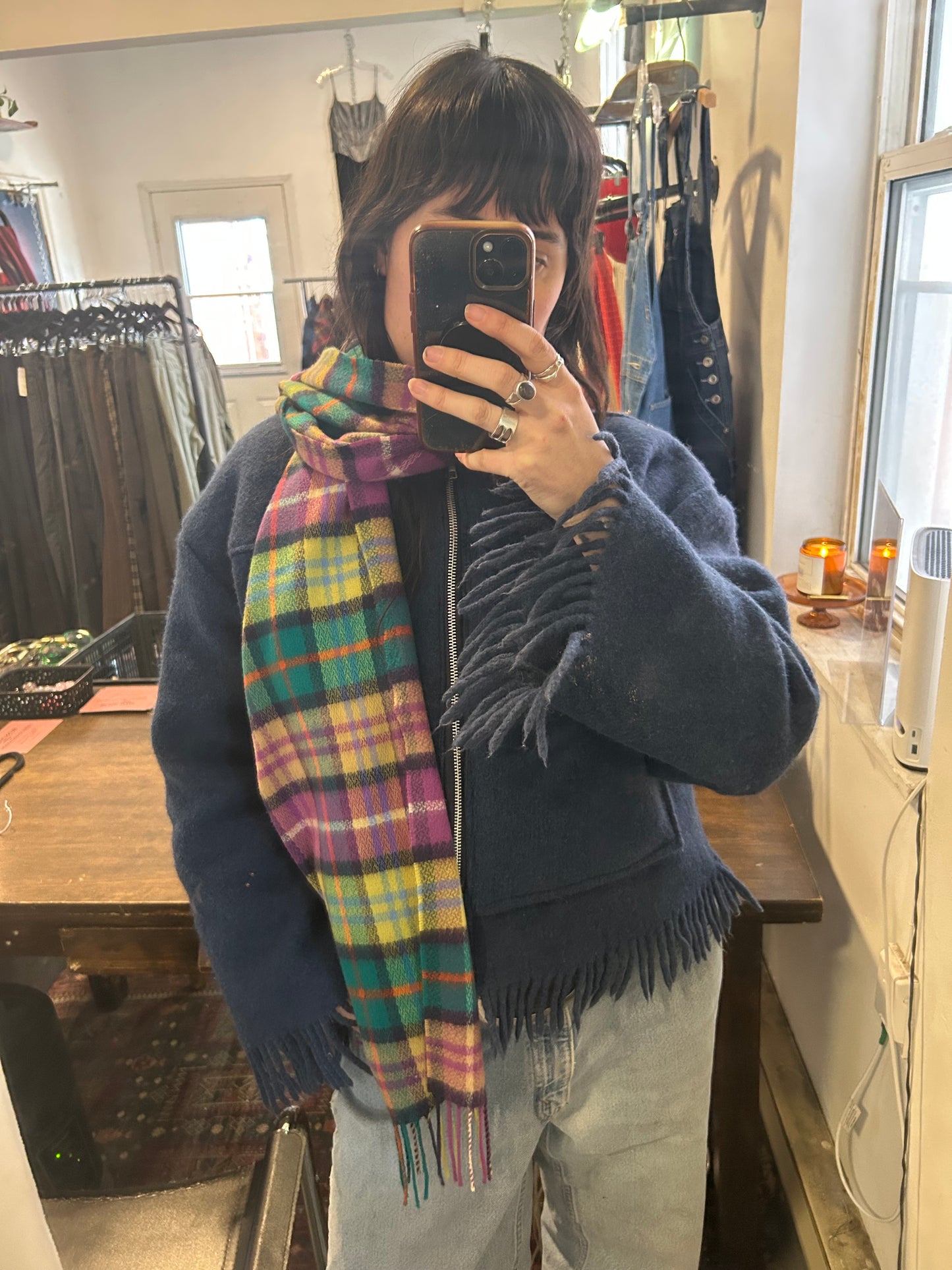 80’s Vintage Bright Plaid Scarf