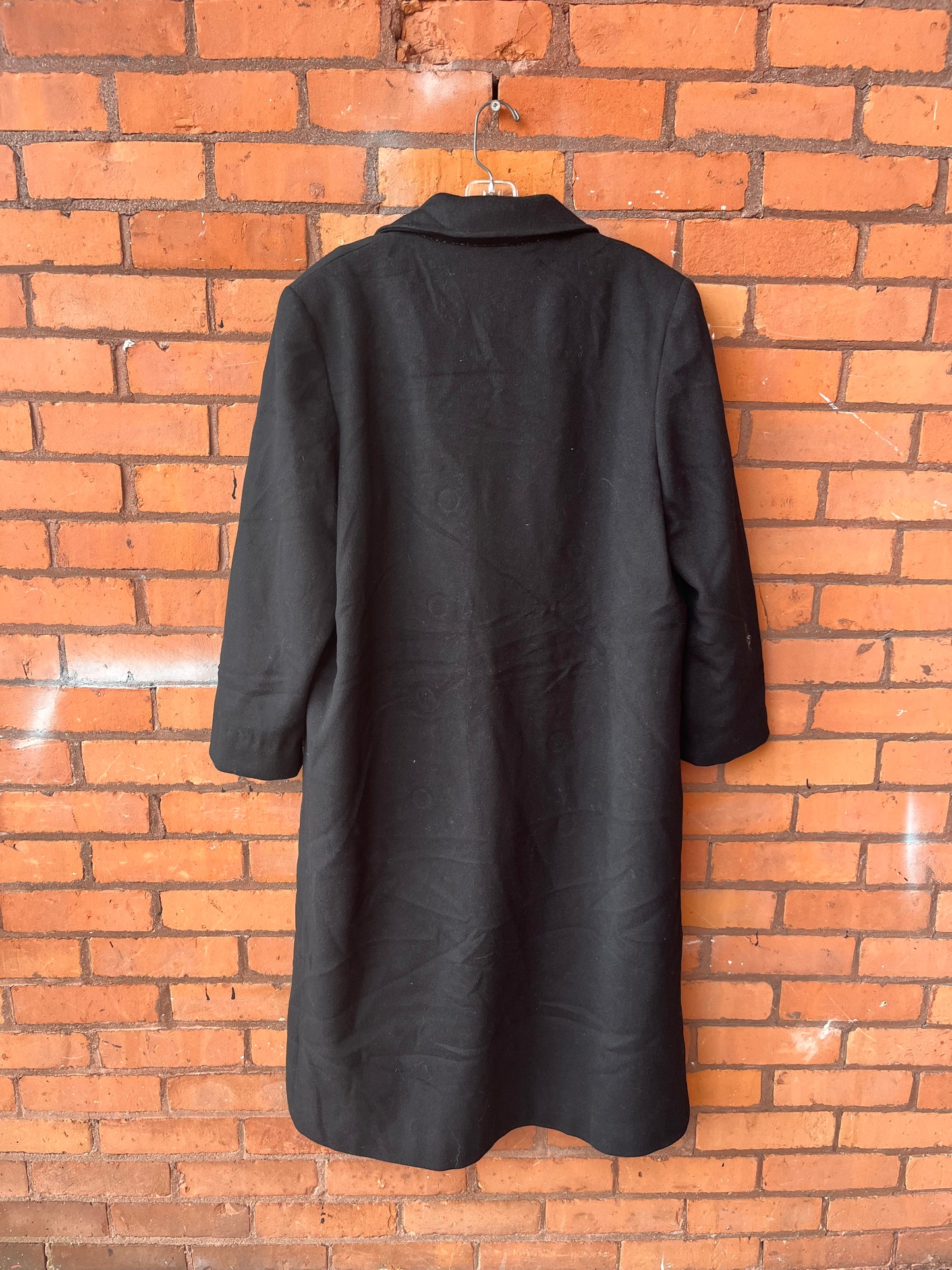 90’s Vintage Black Wool Double Breasted Coat / Size L