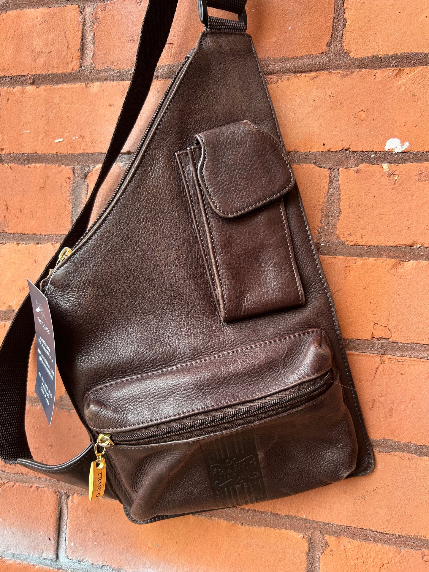 90’s Vintage Brown Leather Crossbody Bag