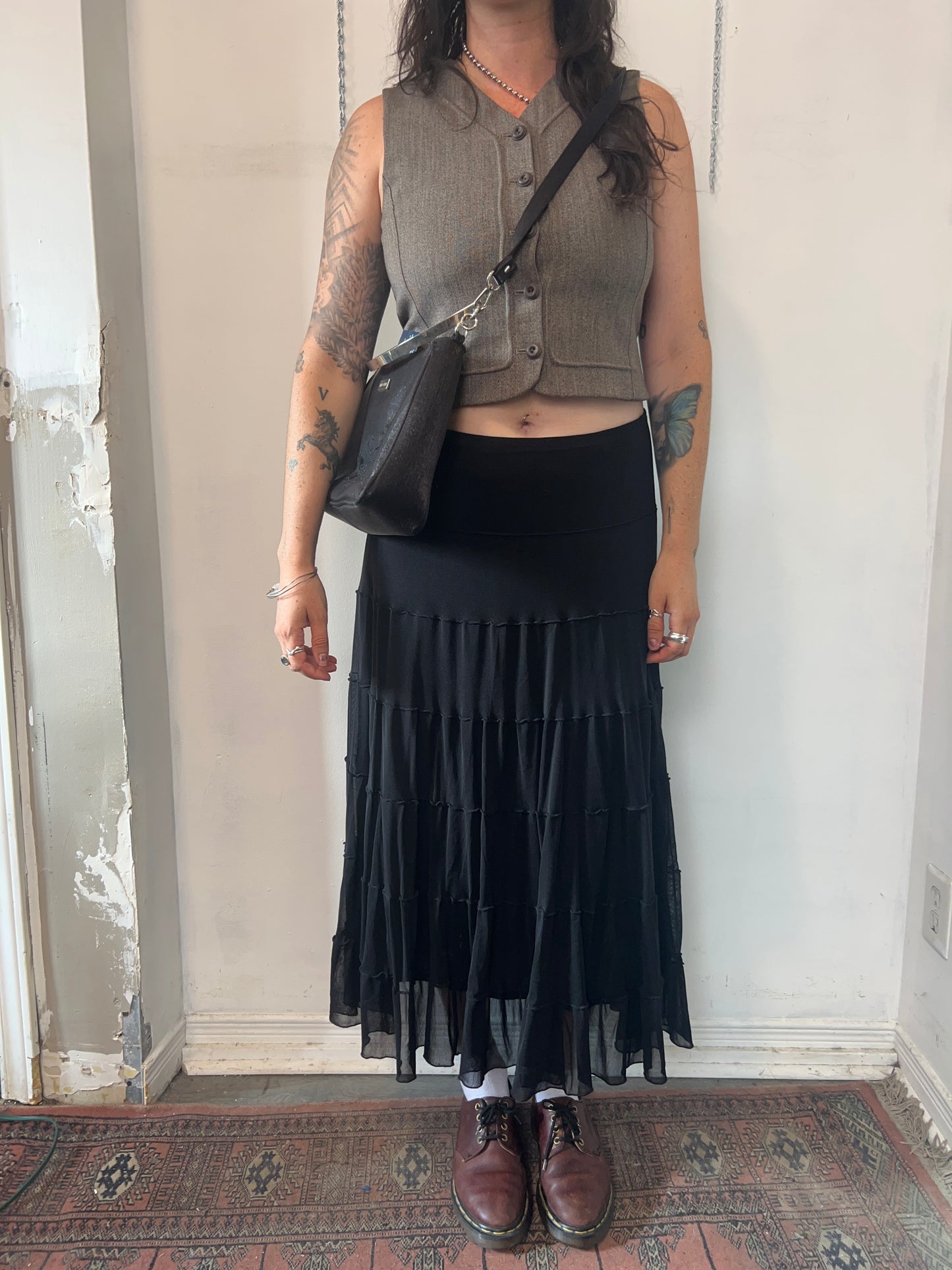 90’s Vintage Black Nylon Silver Handle Bag