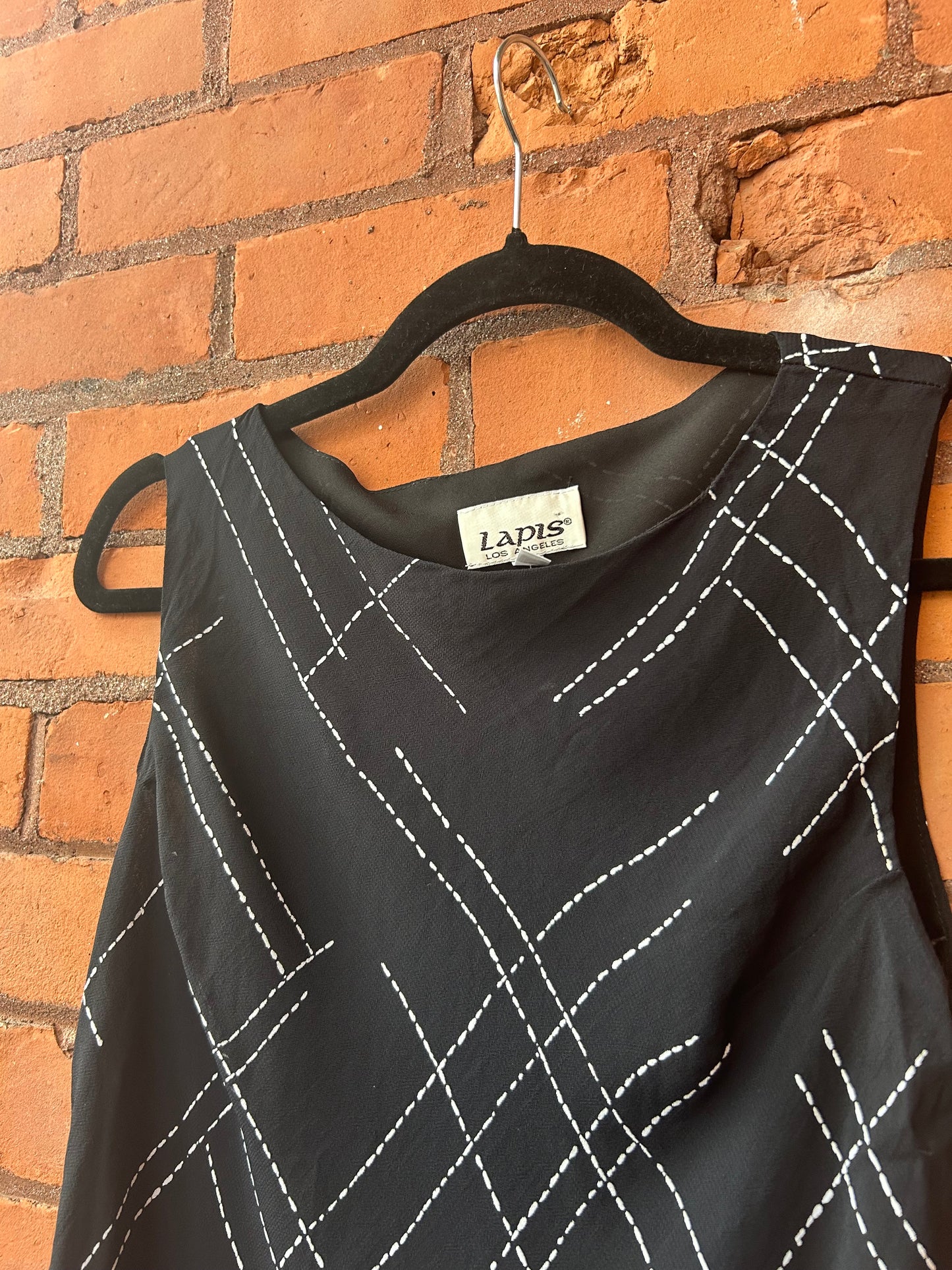 90’s Vintage Black & White High Neck Tank & Midi Skirt Set / Size 2-4