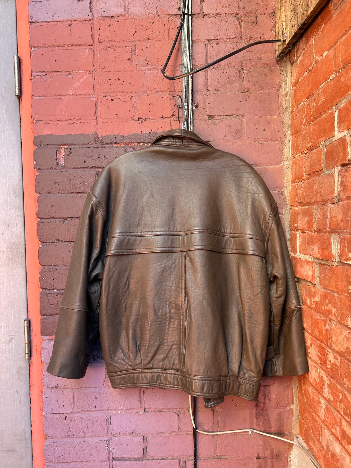 80's Vintage Danier Taupe Leather Jacket / Size L