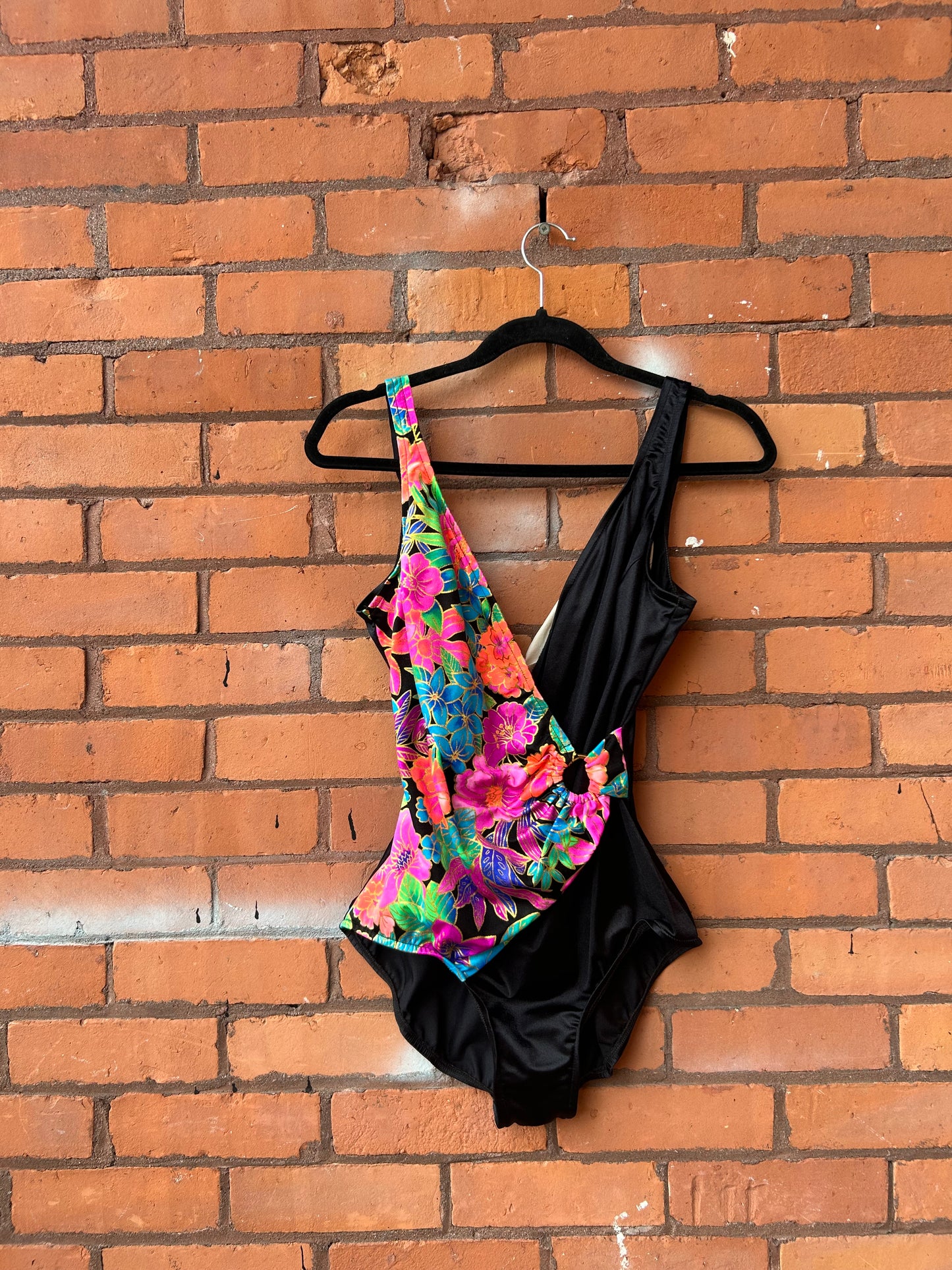 90’s Vintage Floral Wrap Swim Suit / Size M