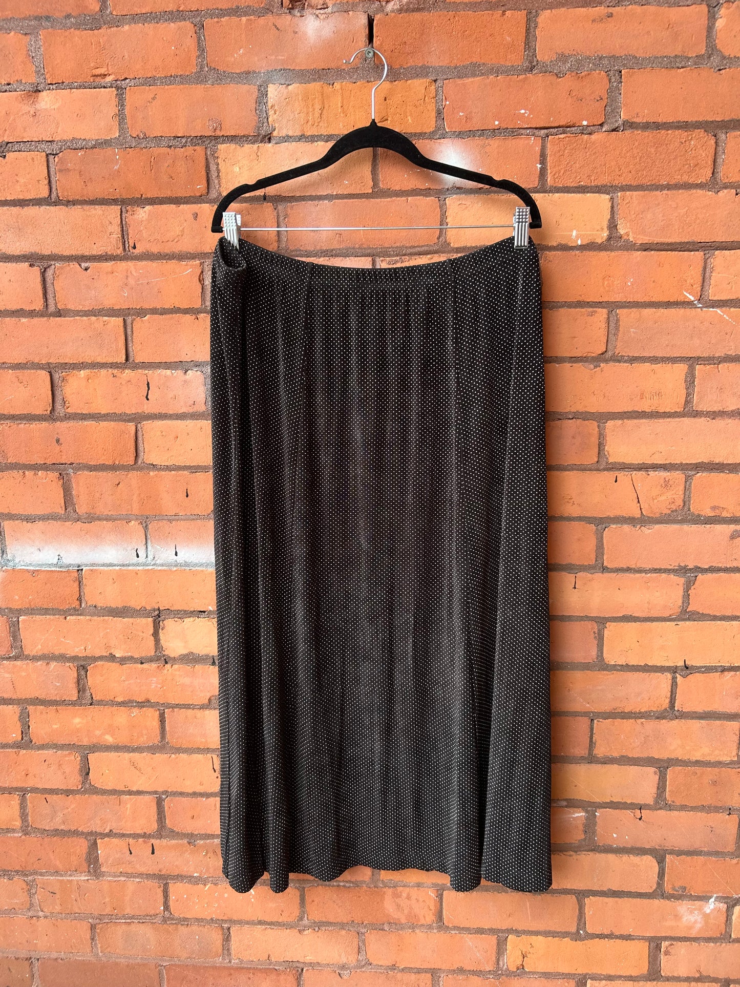 90’s Vintage Polka Dot Slinky Maxi Skirt / 46-56 Waist