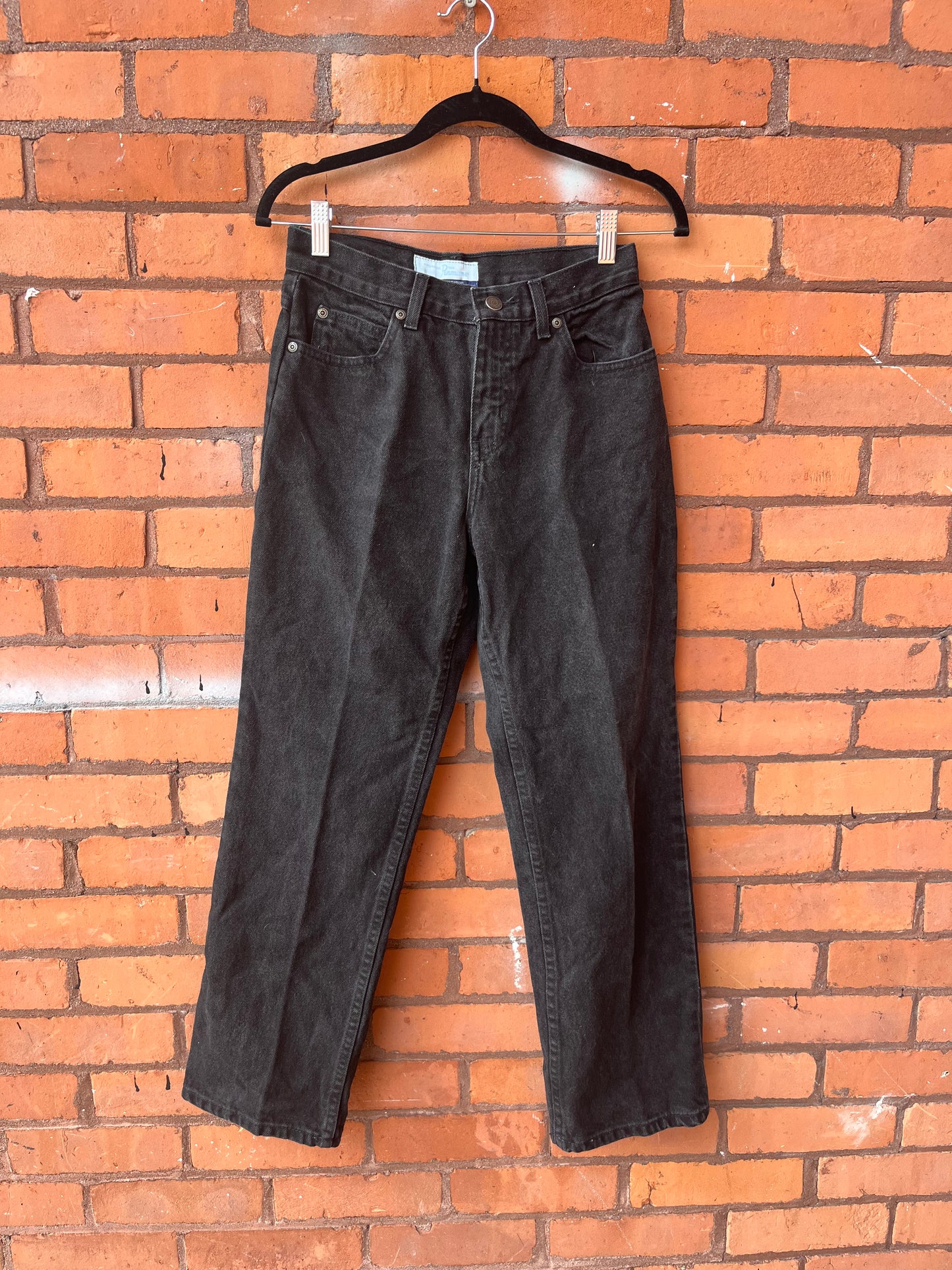 90’s Vintage Faded Black Straight Leg Jeans / 27 Waist