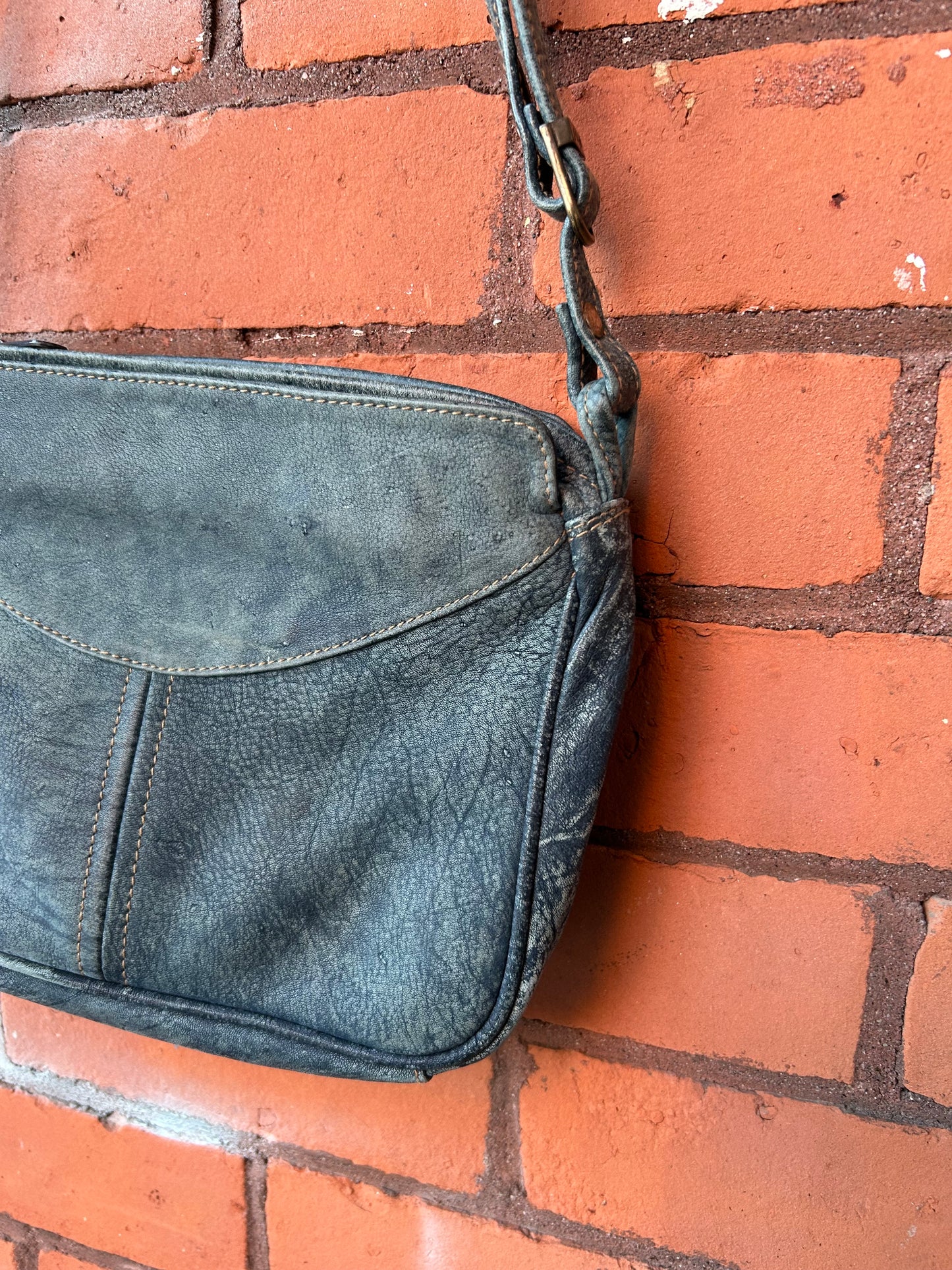 90’s Vintage Blue Leather Crossbody/Shoulder Purse