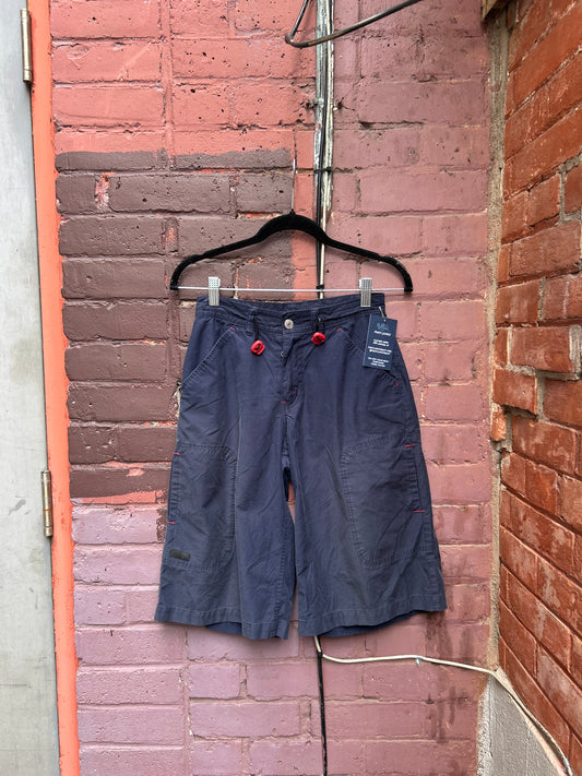 Y2K Vintage Levi's Long Navy Nylon Cargo Shorts / 26 Waist