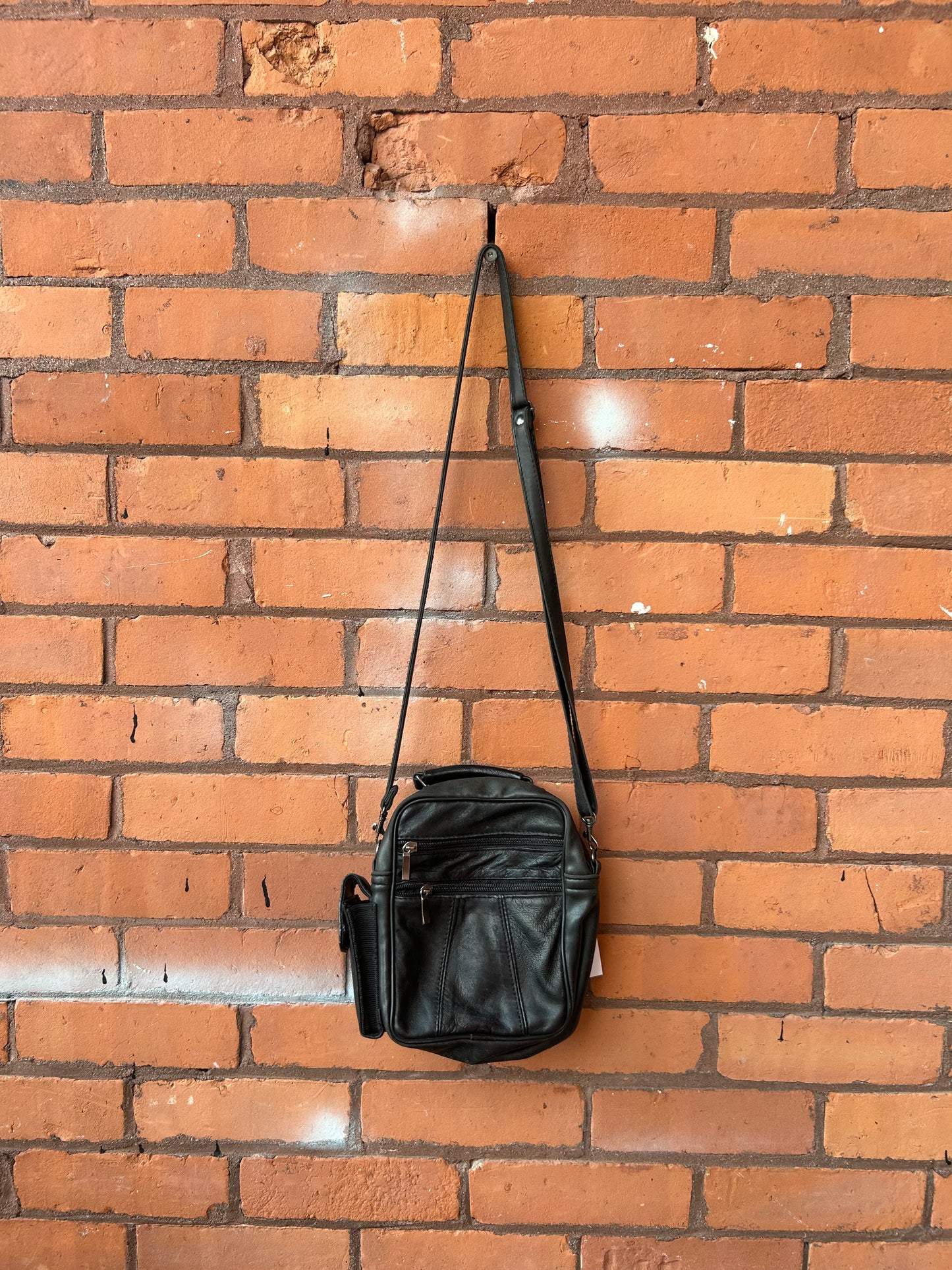 Y2K Vintage Black Leather Crossbody Cargo Purse