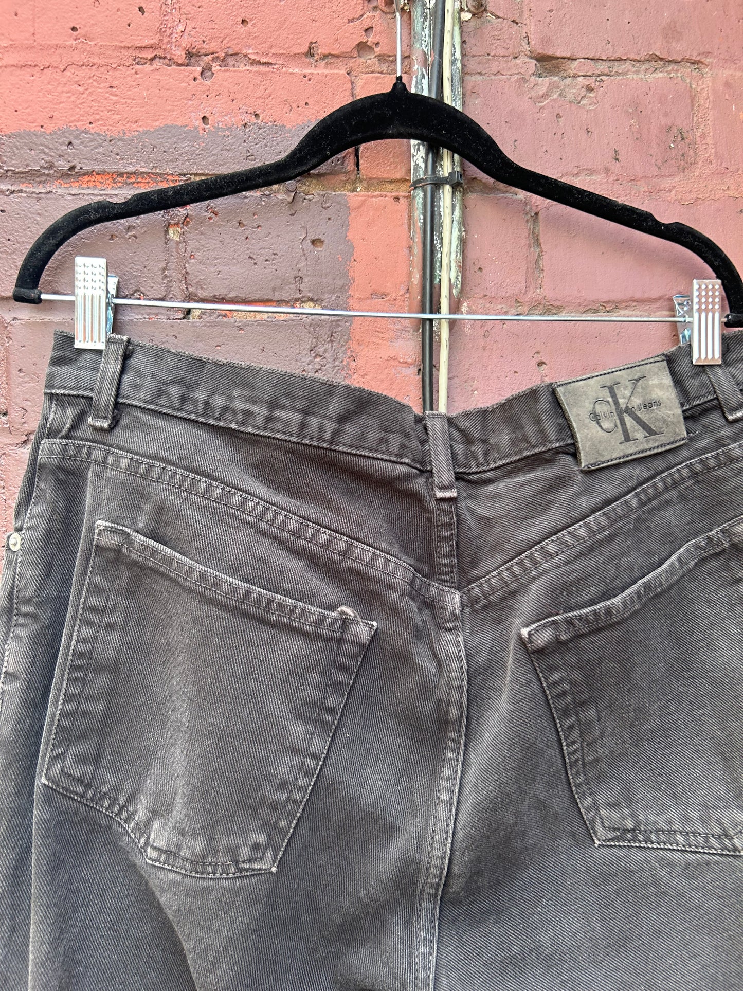 90's Vintage Calvin Klein Black Straight Leg Jeans / 34 Waist