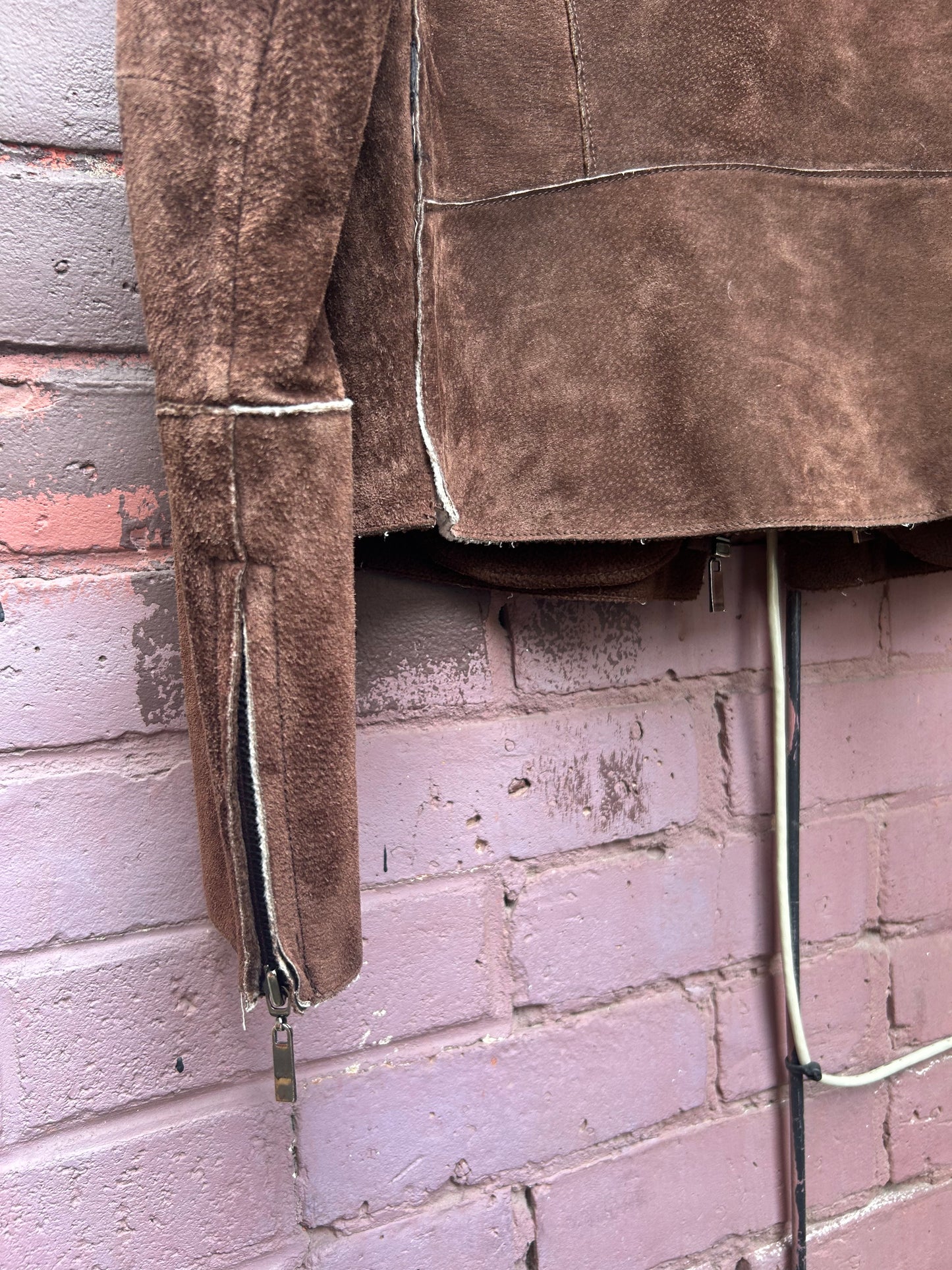 90’s Vintage Brown Suede Cow Print Jacket / Size M