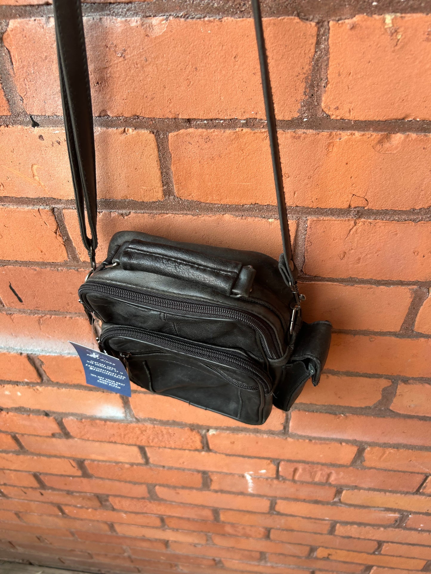 Y2K Vintage Black Leather Crossbody Cargo Purse