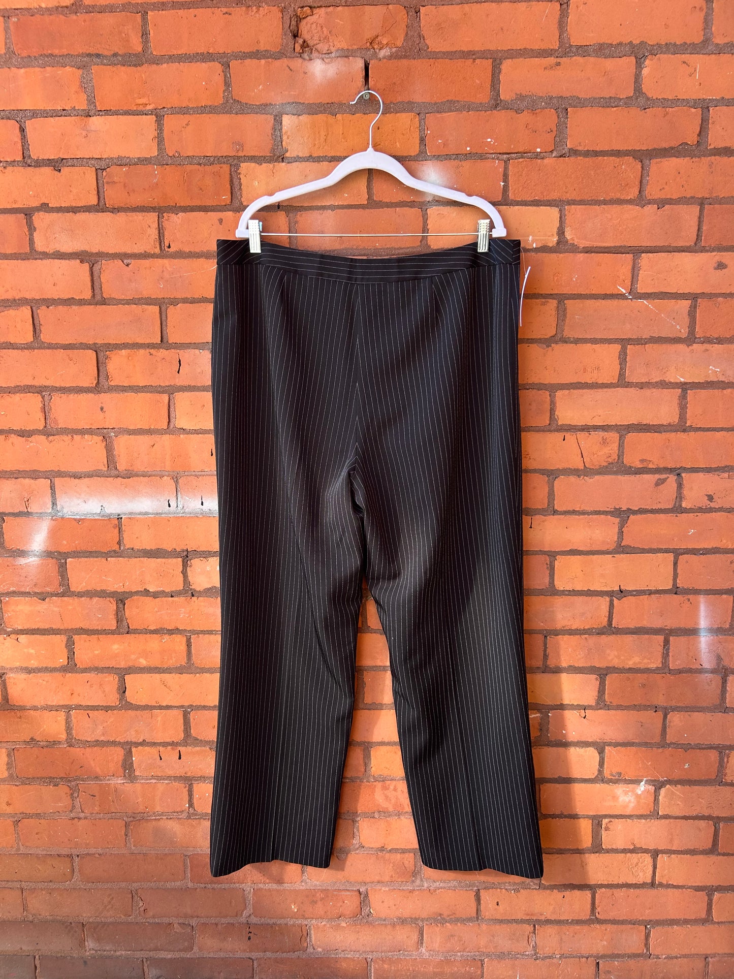 90’s Vintage Black & White Pinstripe Straight Leg Trousers / 40 Waist