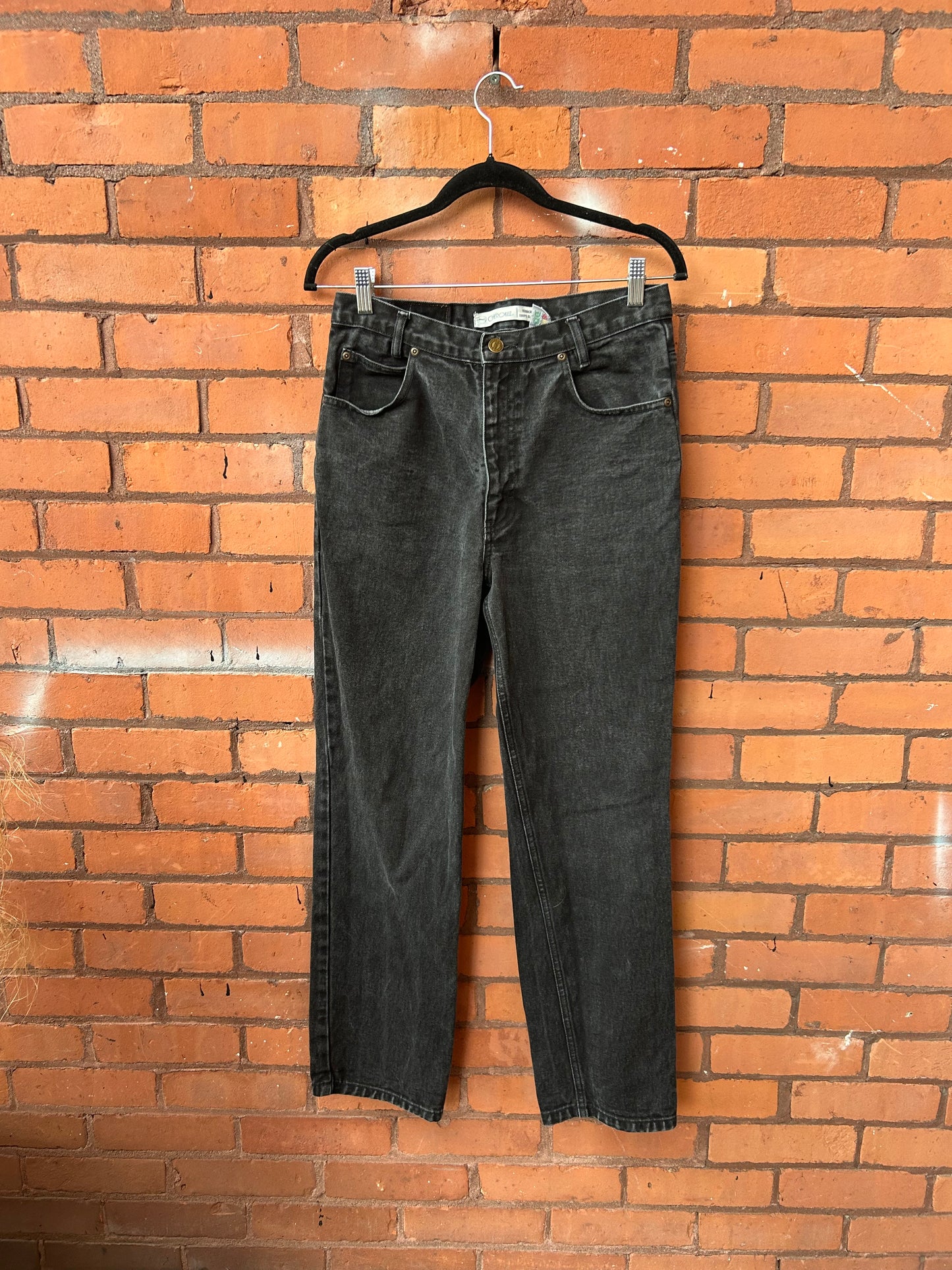 90’s Vintage Faded Black Straight Leg Jeans / 30 Waist