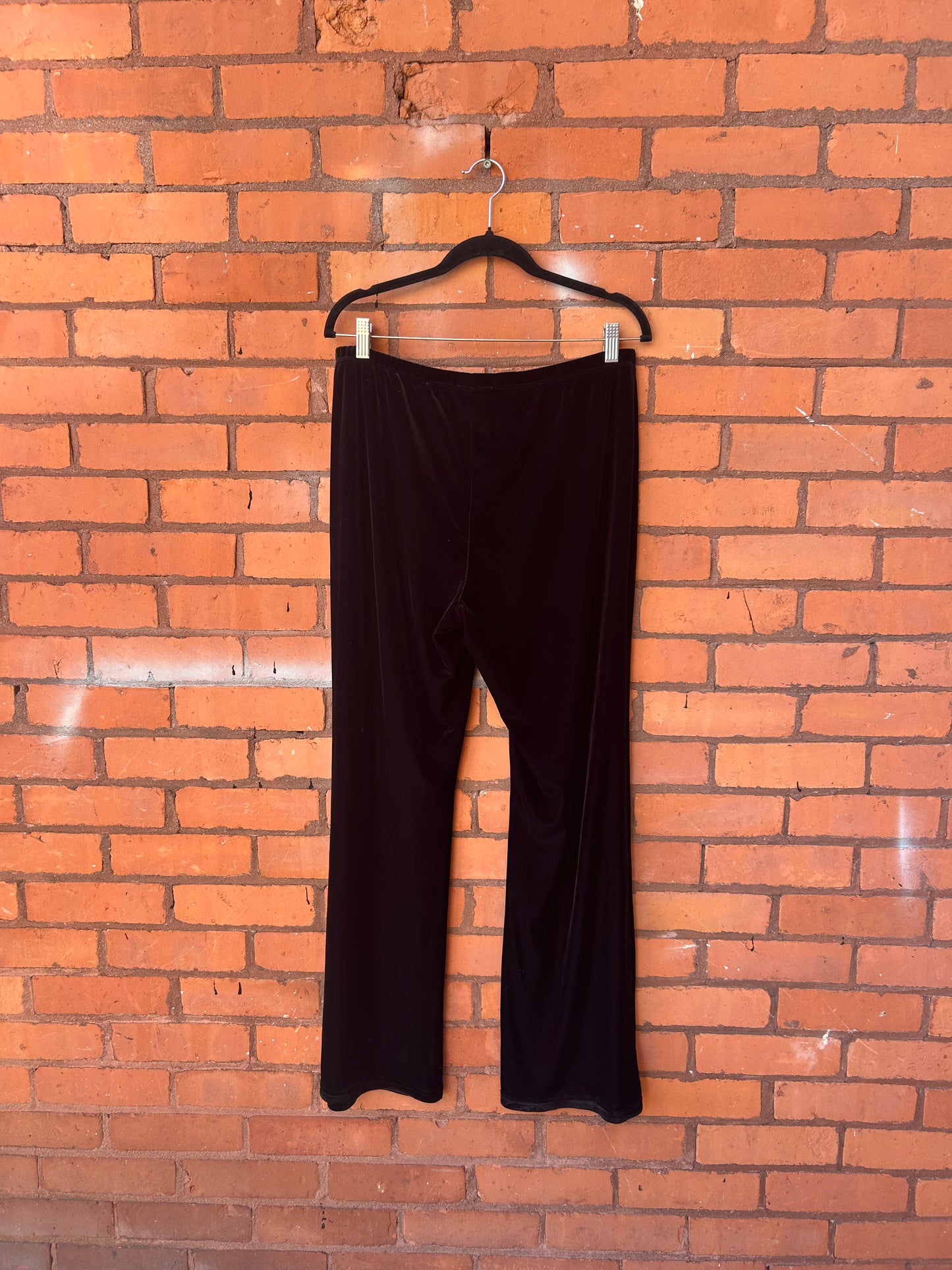 90’s Vintage Black Velvet Flare Pants / 34 - 38 Waist