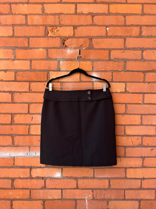 90’s Vintage Black Belted Mini Skirt / 34 Waist