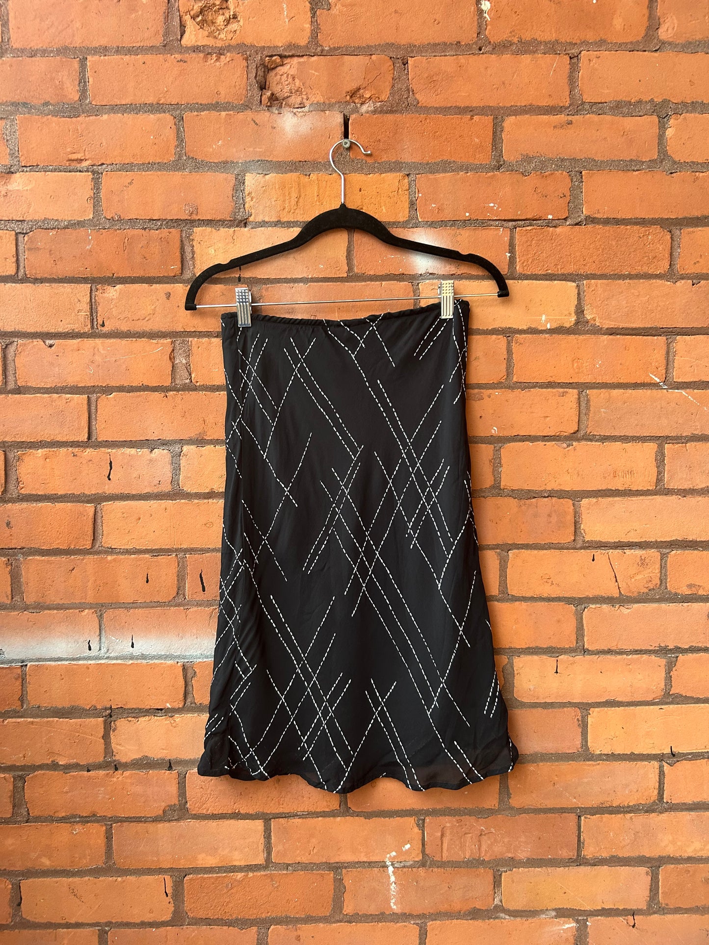 90’s Vintage Black & White High Neck Tank & Midi Skirt Set / Size 2-4