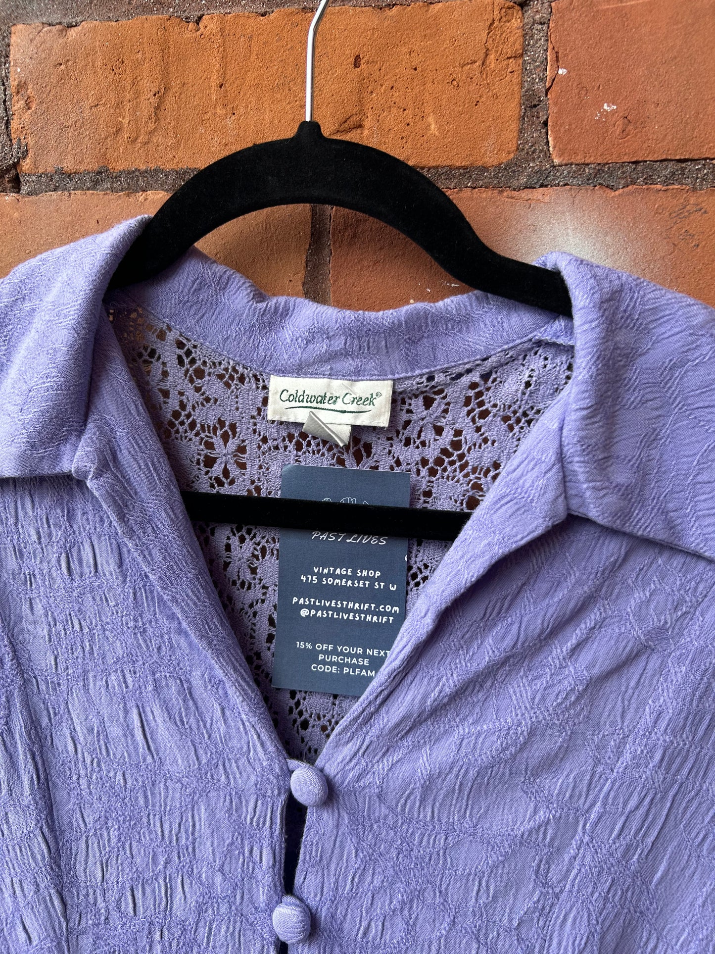 Y2K Vintage Purple Cropped Crotchet Button Down Top / Size M