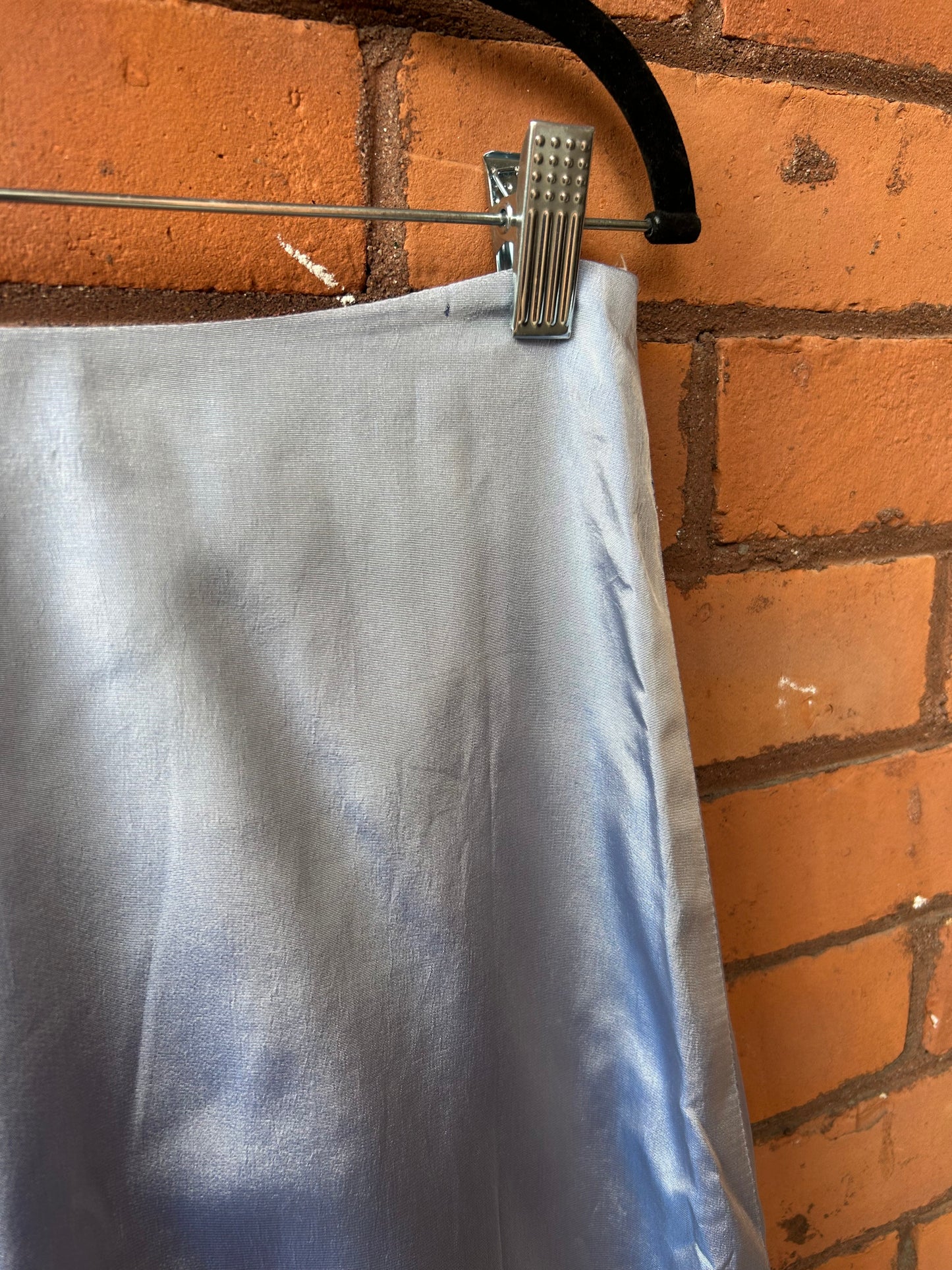 90’s Vintage Iridescent Blue Floral Corset & A-line Skirt Set / Size 2-4