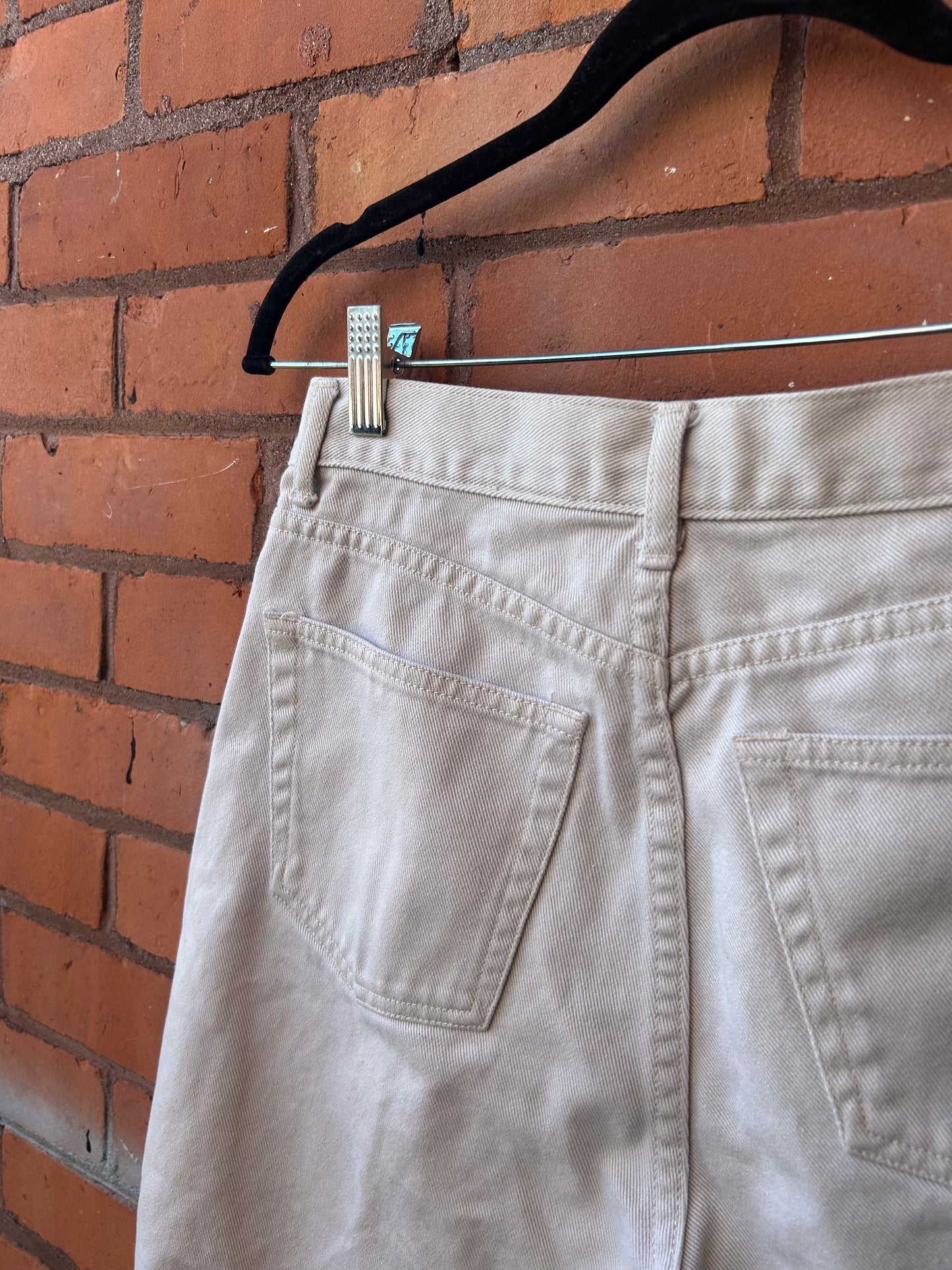 90’s Vintage Gap Beige Denim Mid Length Shorts / 28 Waist