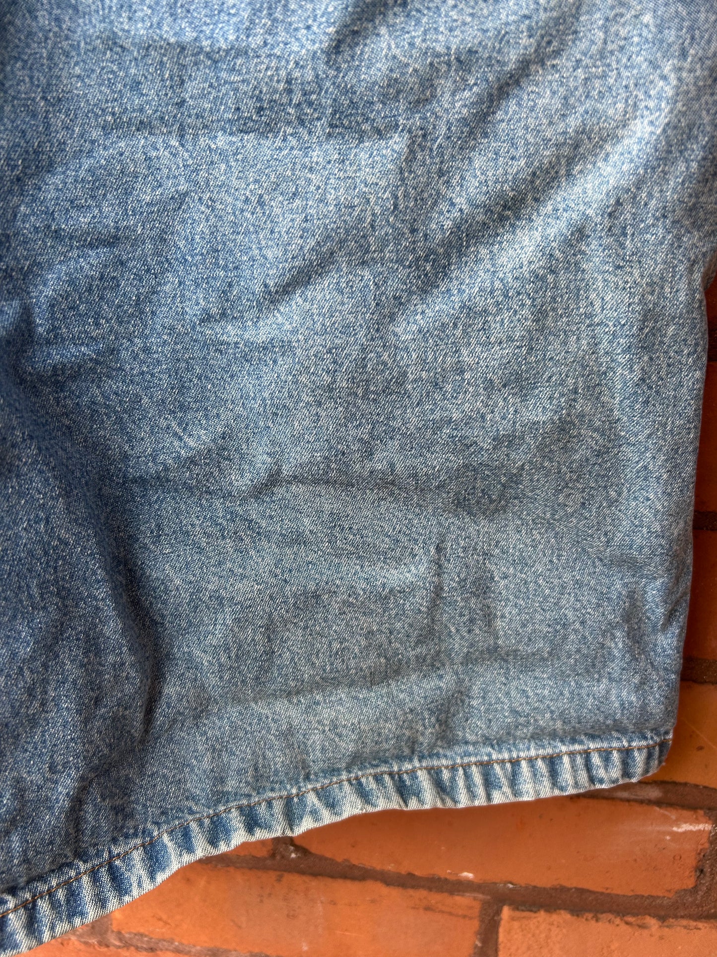 90’s Vintage Denim Short Overalls / 36 Waist