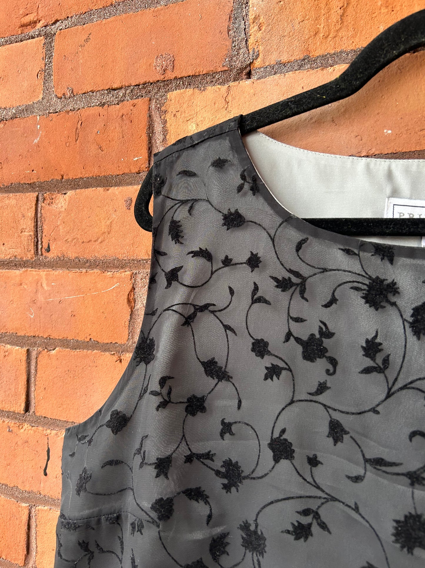 90’s Vintage Silver & Black Mesh Overlay Tank Top / Size XXL