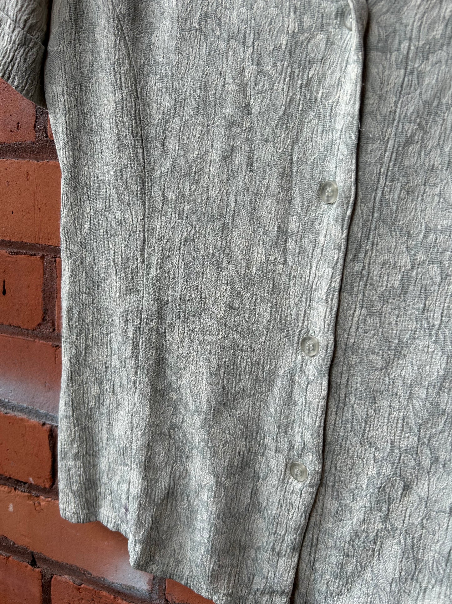 90’s Vintage Sage Green Floral Button Down Top / Size M