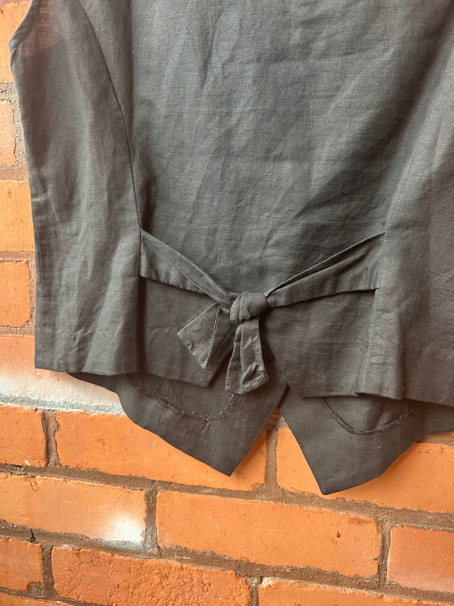 90’s Vintage Black Linen Vest / Size M