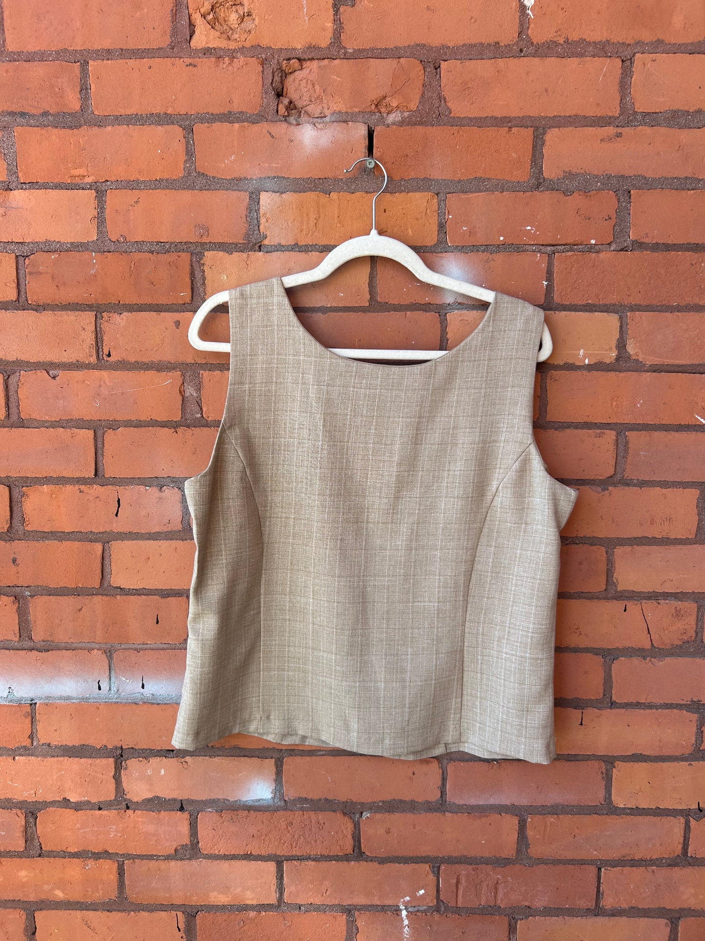 90’s Vintage Beige Structured Tank Top / Size XL