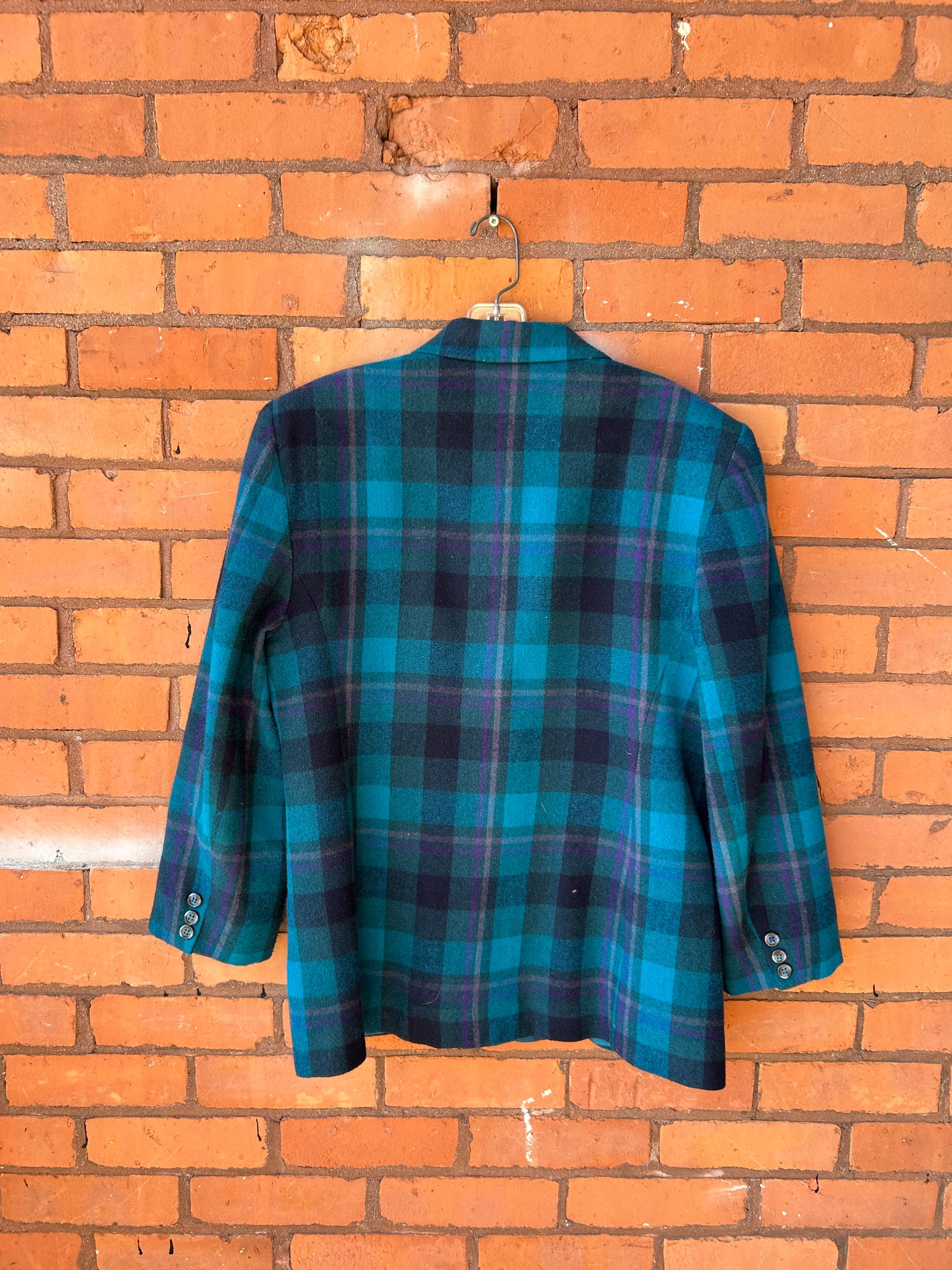 90’s Vintage Teal Wool Boxy Blazer / Size L