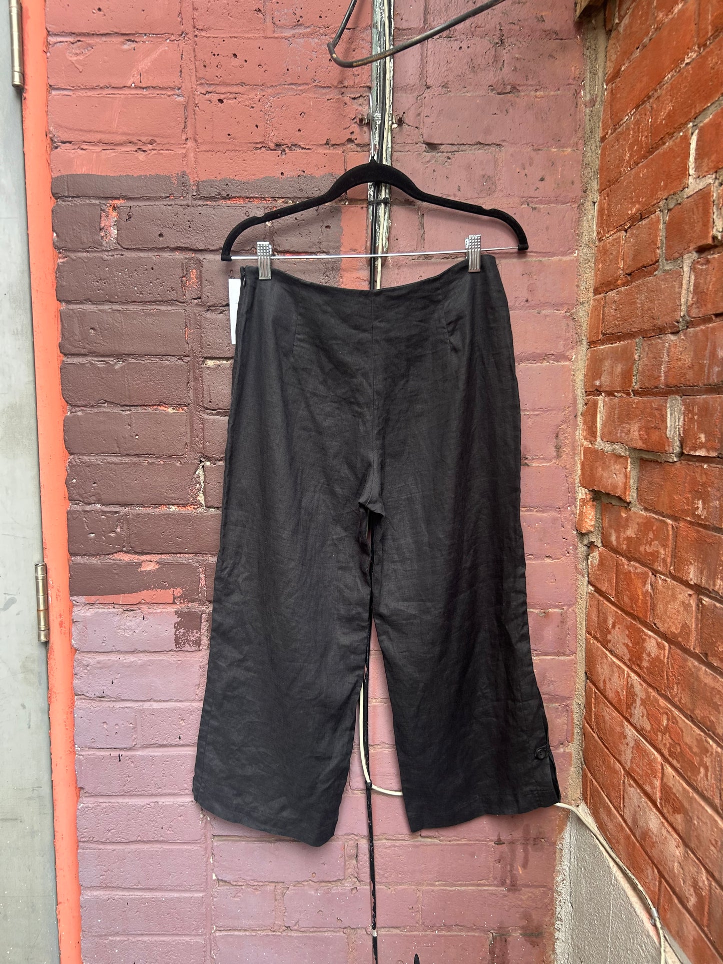 Y2K Vintage Black Linen Capris / 31 Waist