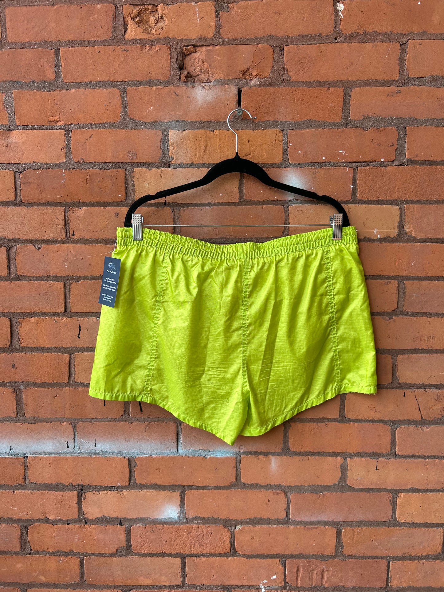 90’s Vintage Puma Fluorescent Green Swim Shorts / 36 - 38 Waist