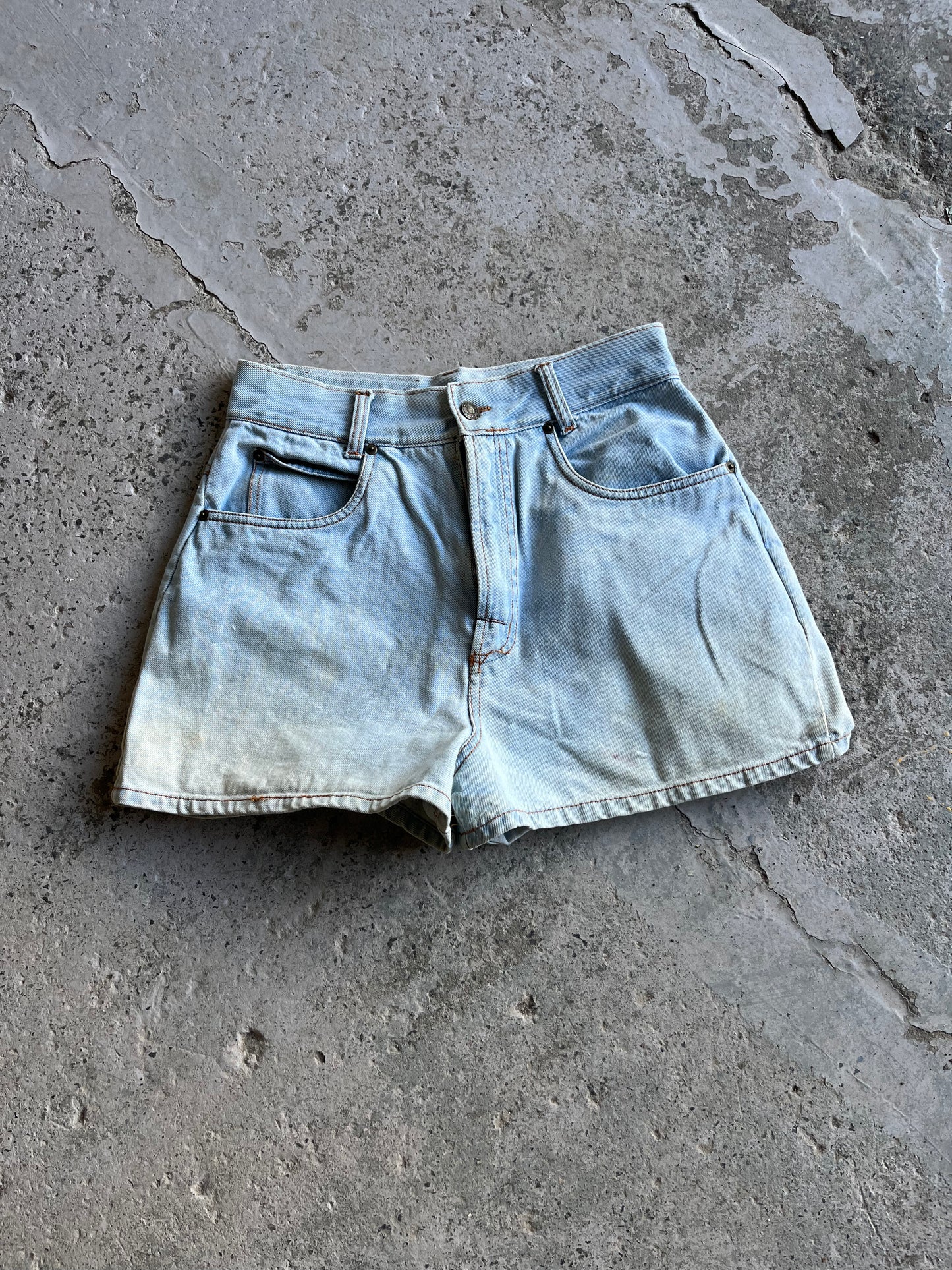90’s Vintage Faded Light Wash High Waist Jean Shorts / 28 Waist