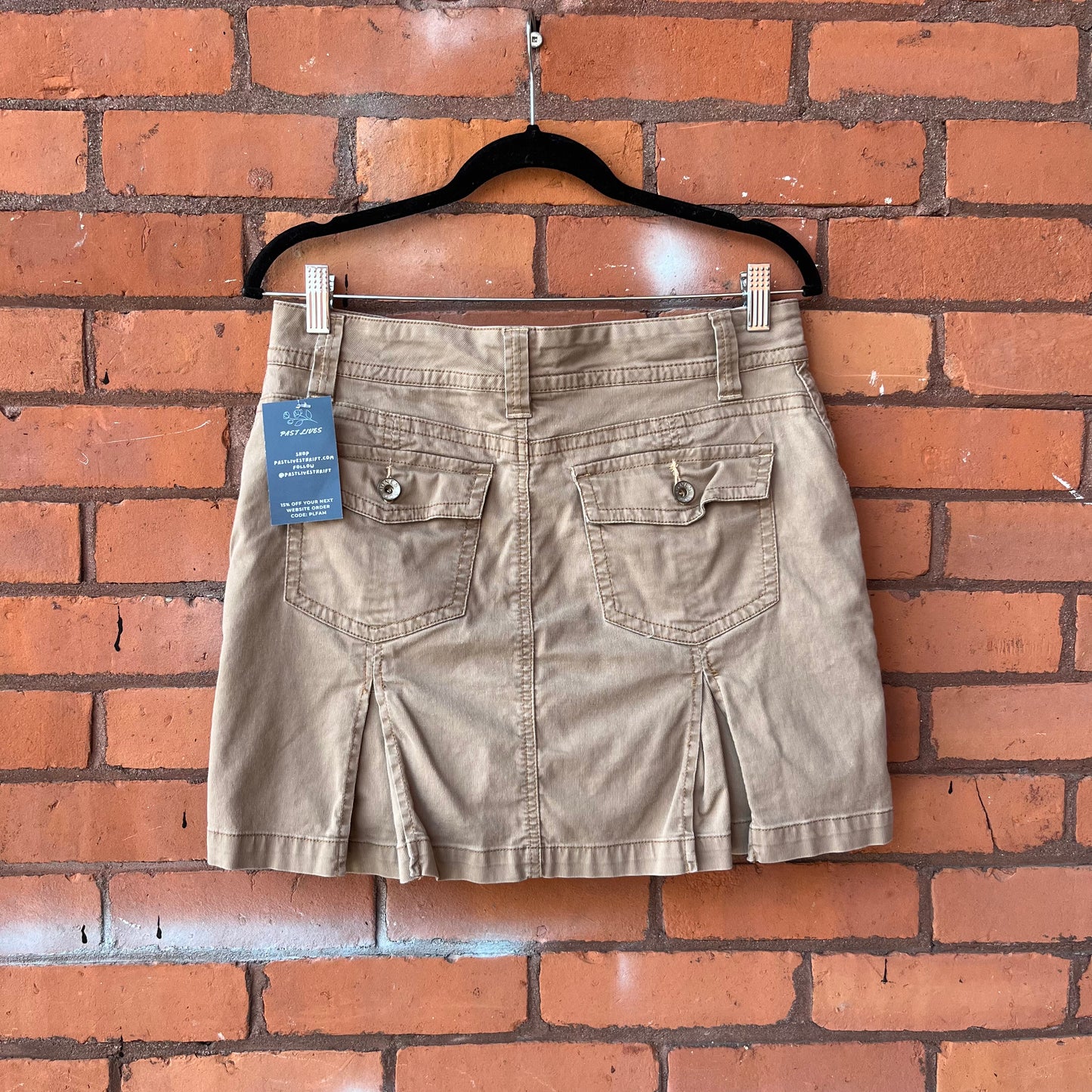 Y2K Vintage Tan Cotton Pleated Skort / 32 Waist
